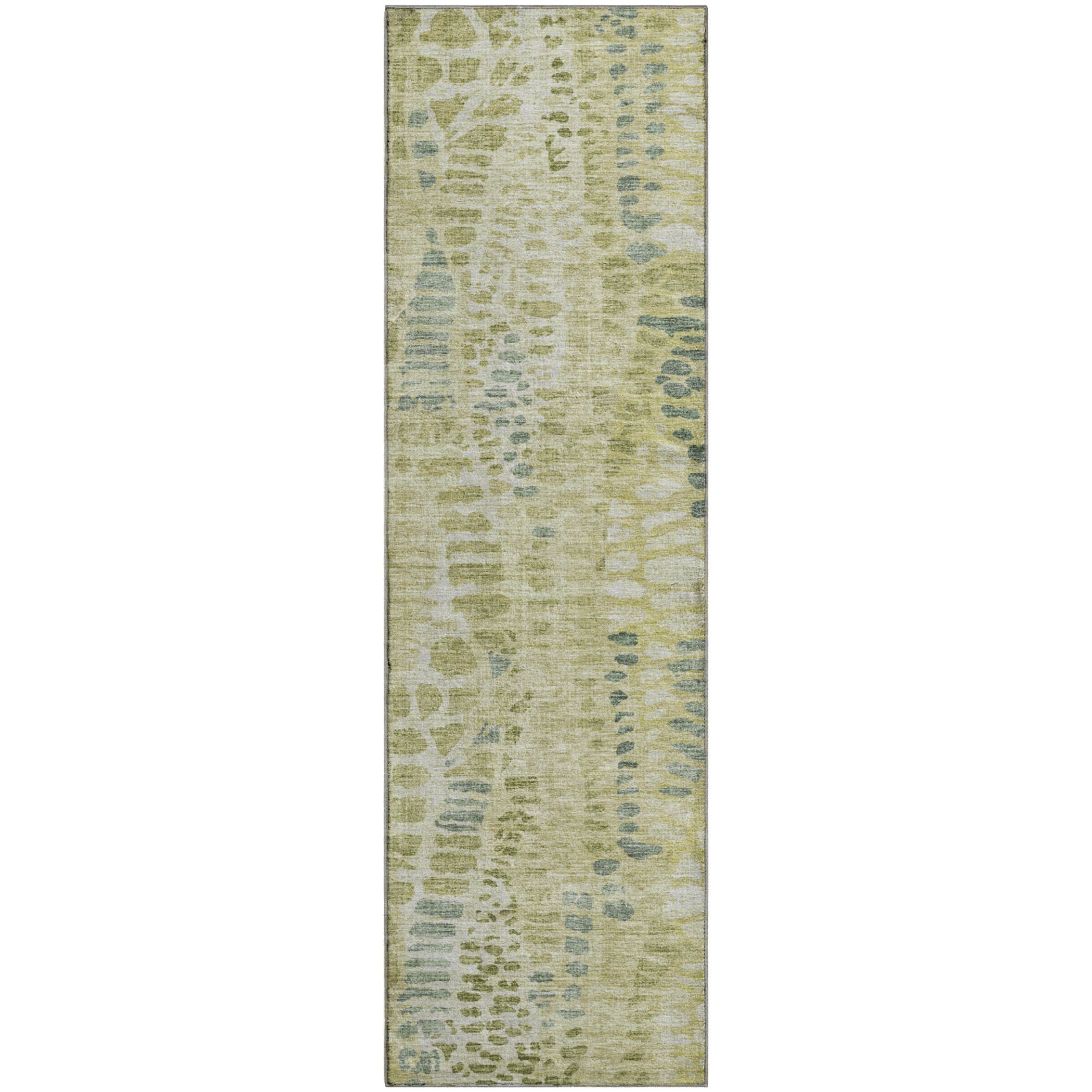 Montevideo Machine Washable Transitional Aloe Green Rug 2'3" x 7'6" #shape_Runner