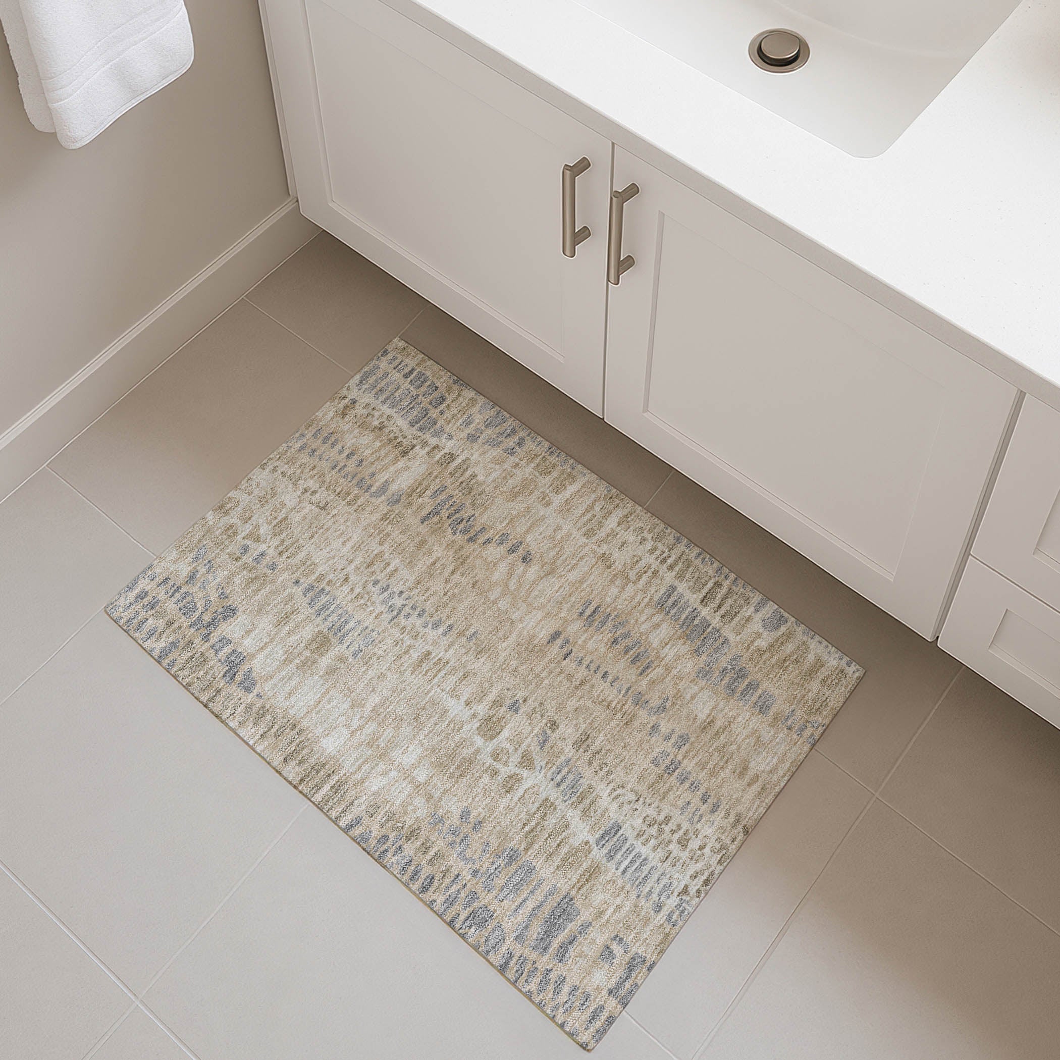 Montevideo Machine Washable Transitional Beige Brown Rug 1'8" x 2'6" #shape_Rectangle