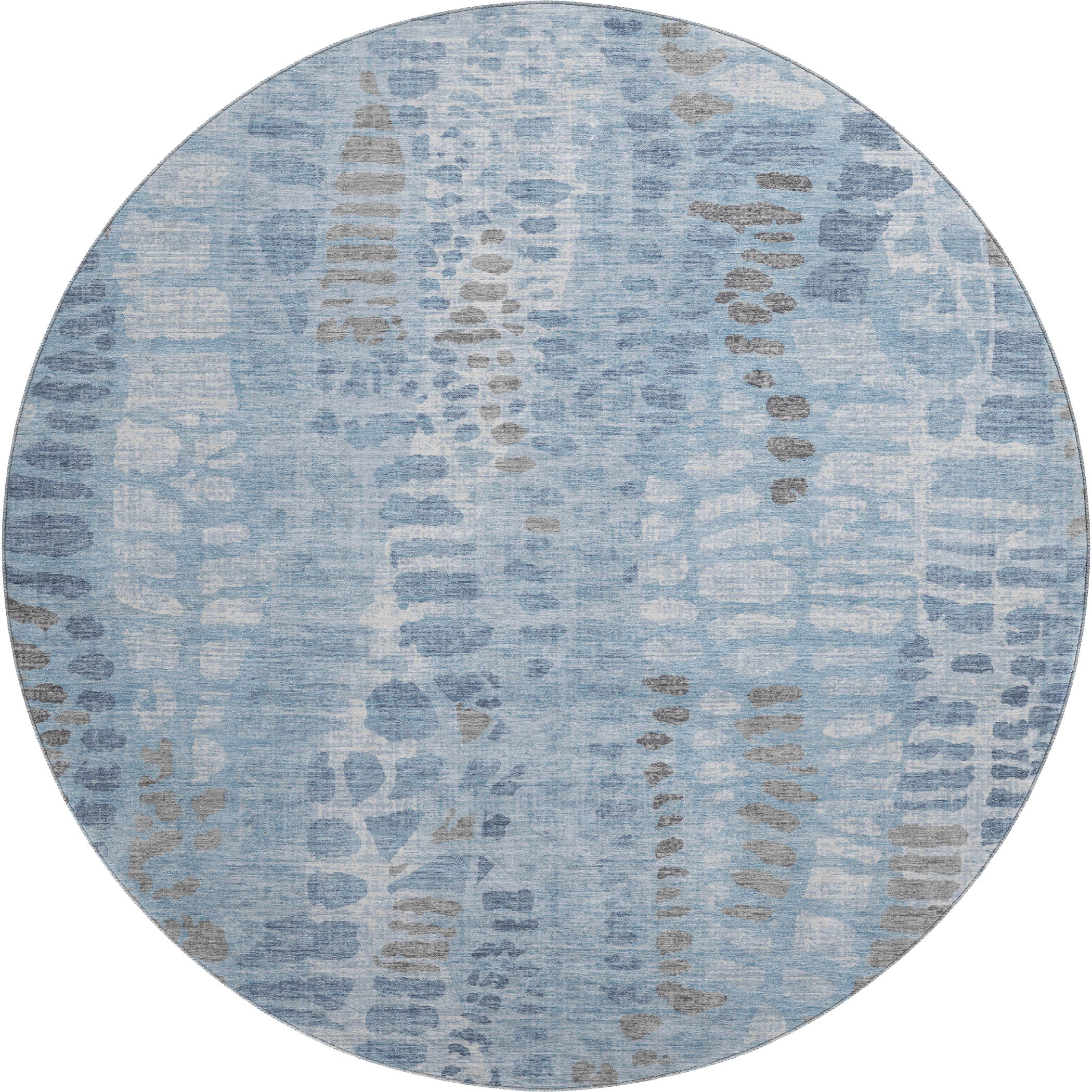 Montevideo Machine Washable Transitional Denim Blue Rug 8' x 8' #shape_Round