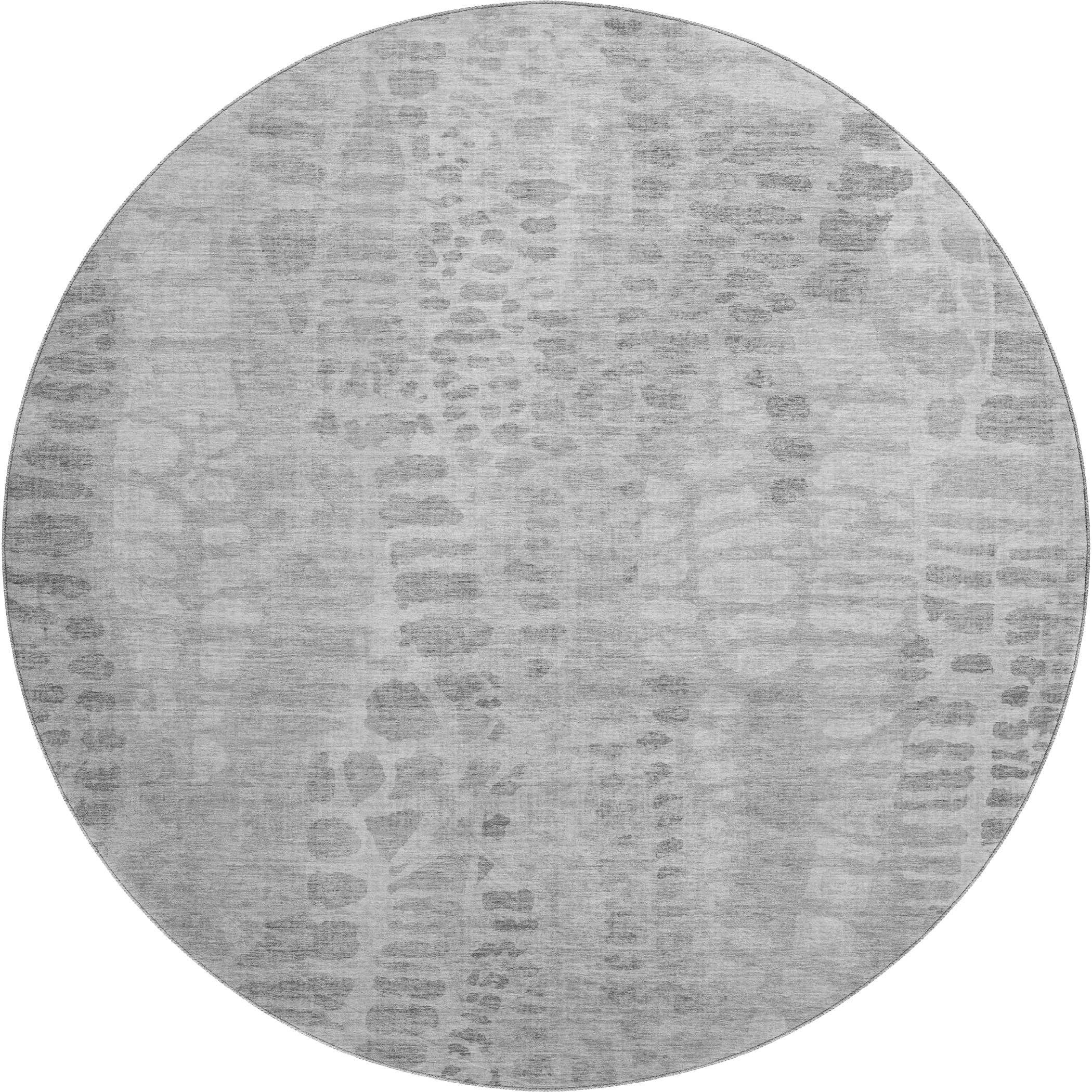 Montevideo Machine Washable Transitional Gray Rug 8' x 8' #shape_Round