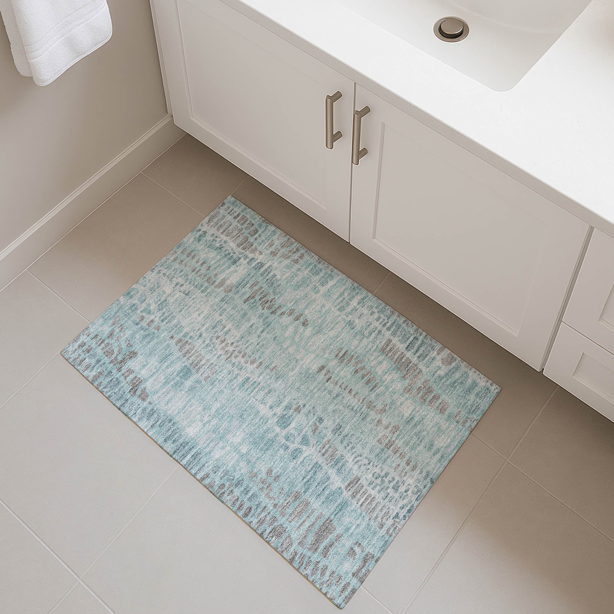 Montevideo Machine Washable Transitional Teal Rug 1'8" x 2'6" #shape_Rectangle