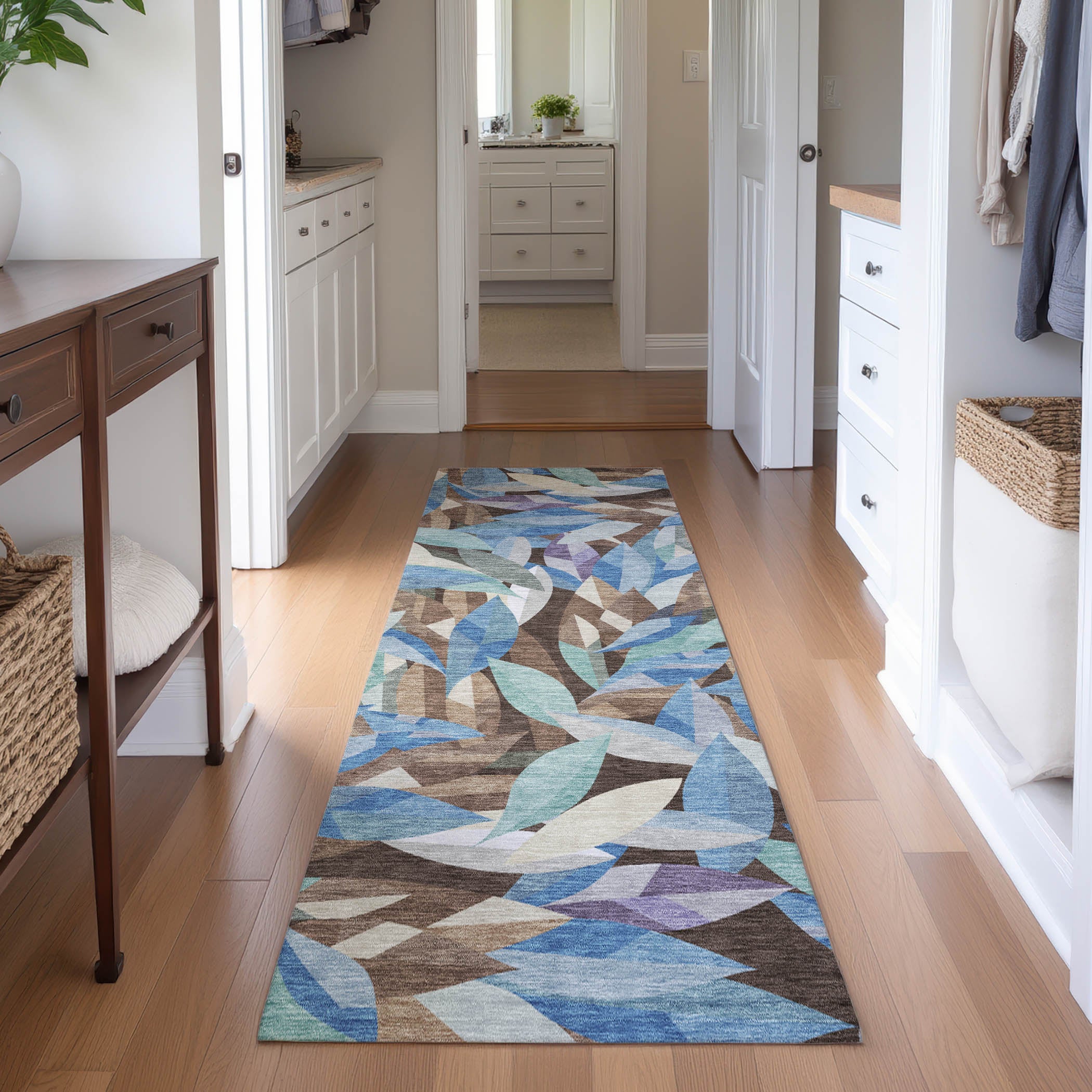 Tallinn Machine Washable Transitional Brown Rug 2'3" x 7'6" #shape_Runner