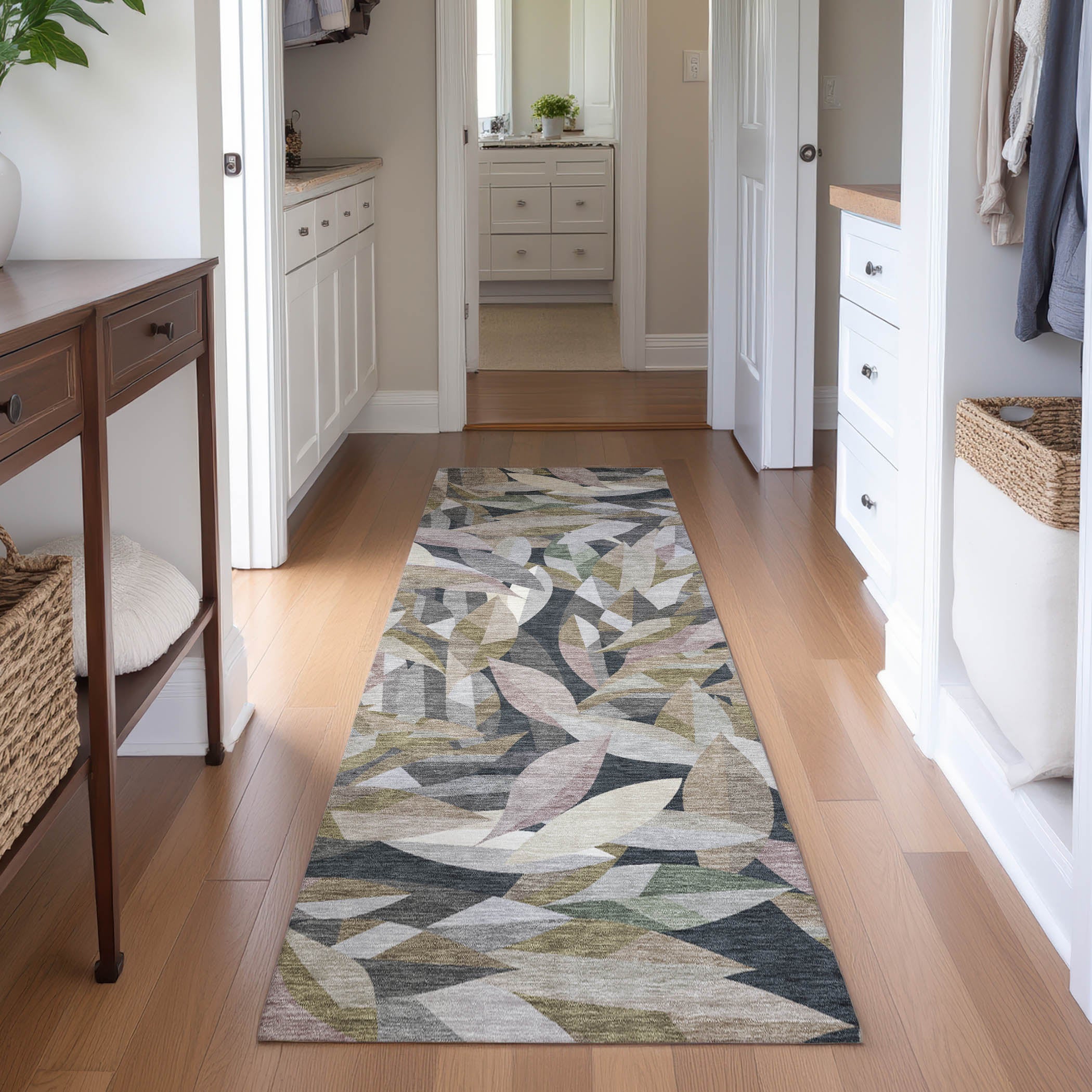 Tallinn Machine Washable Transitional Khaki Brown Rug 2'3" x 7'6" #shape_Runner