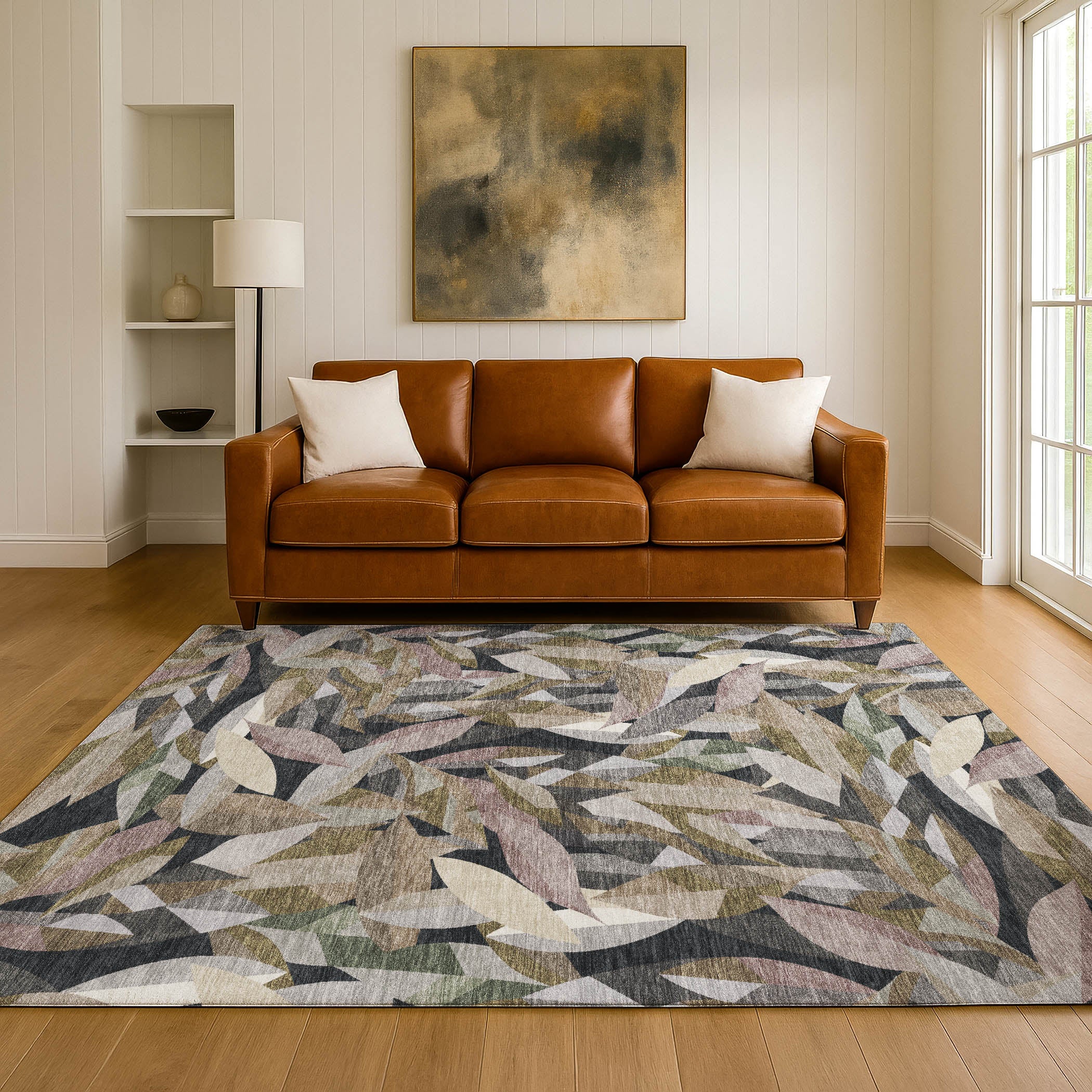 Tallinn Machine Washable Transitional Khaki Brown Rug 3' x 5' #shape_Rectangle