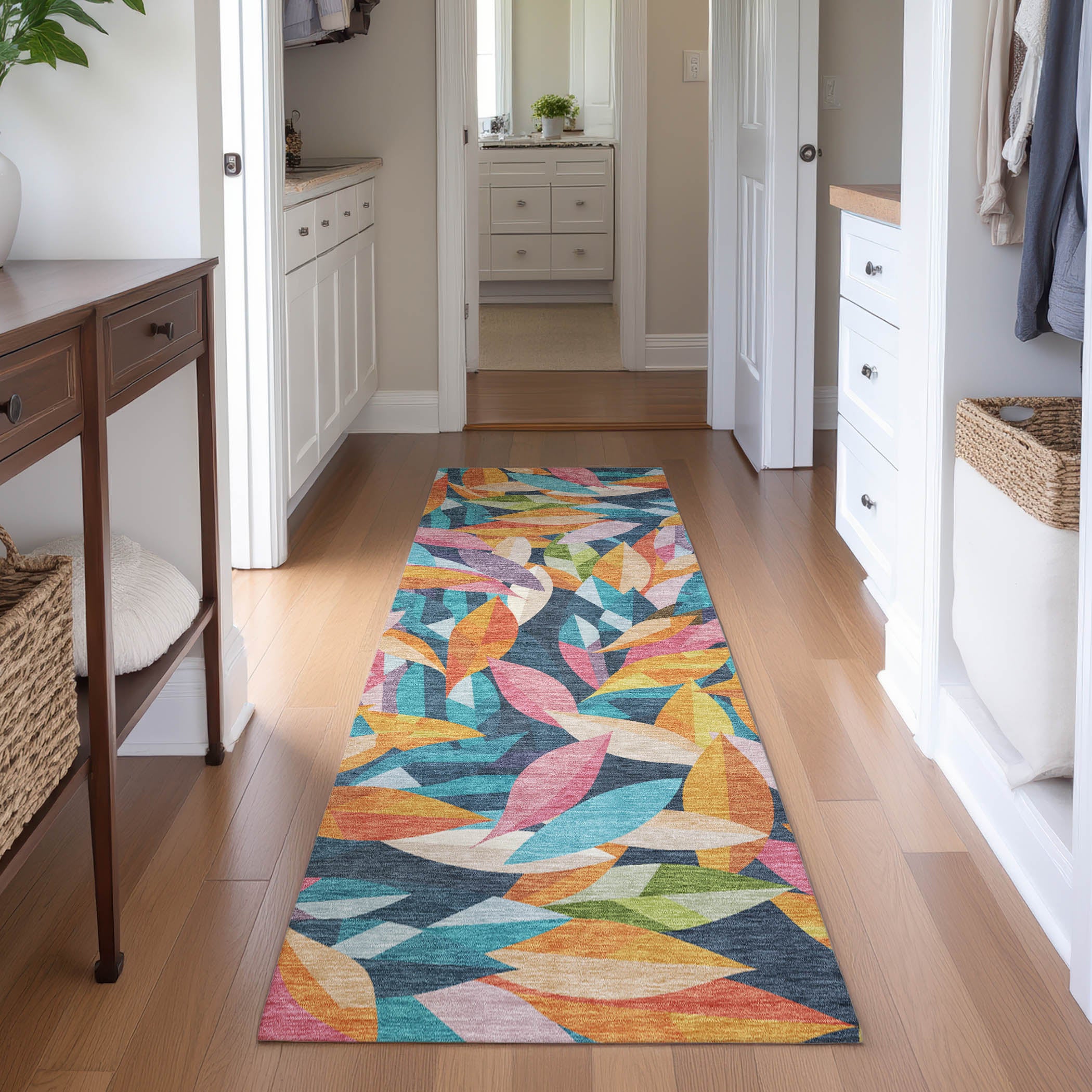 Tallinn Machine Washable Transitional Navy Blue Rug 2'3" x 7'6" #shape_Runner