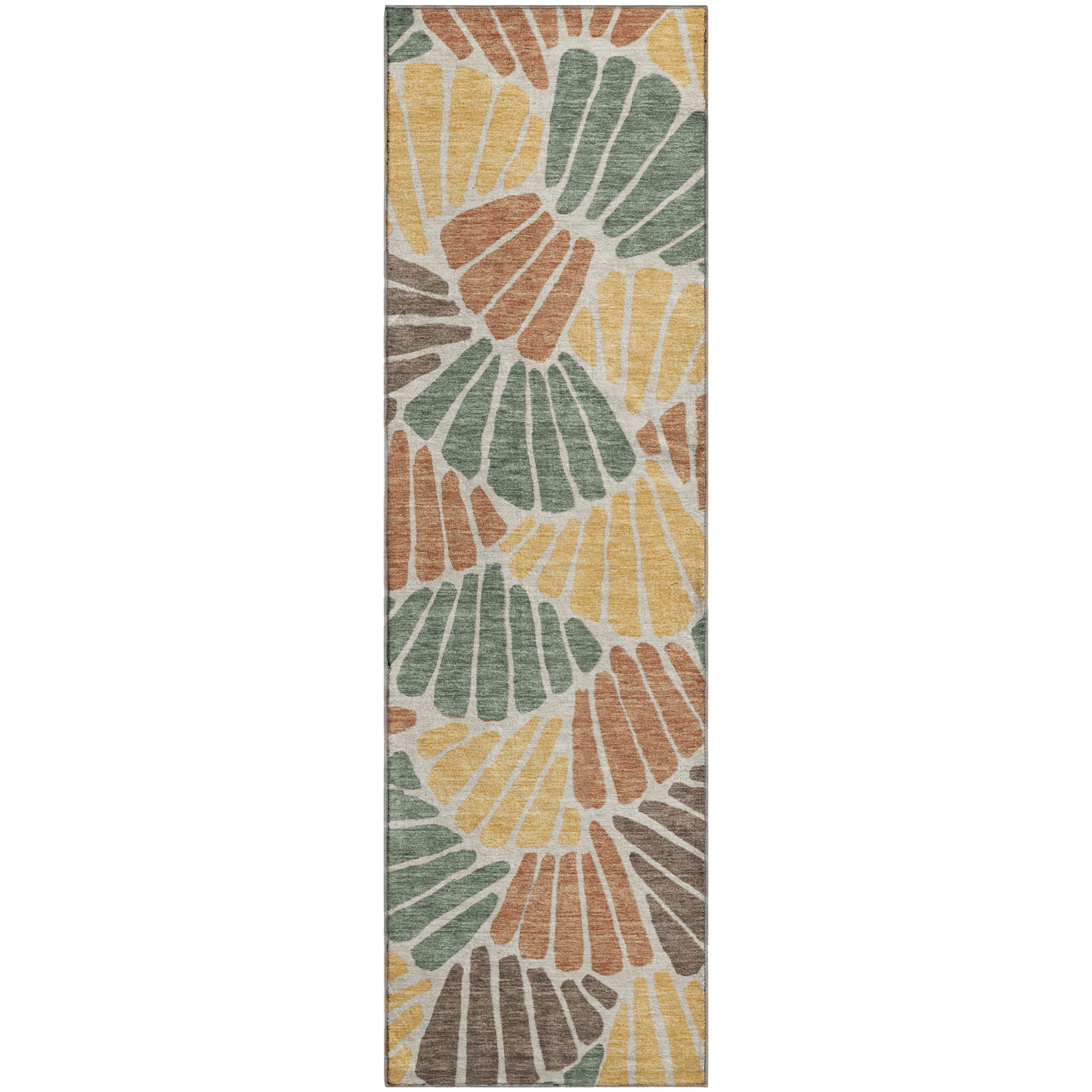 Luang Prabang Machine Washable Transitional Basil Green Rug 2'3" x 7'6" #shape_Runner