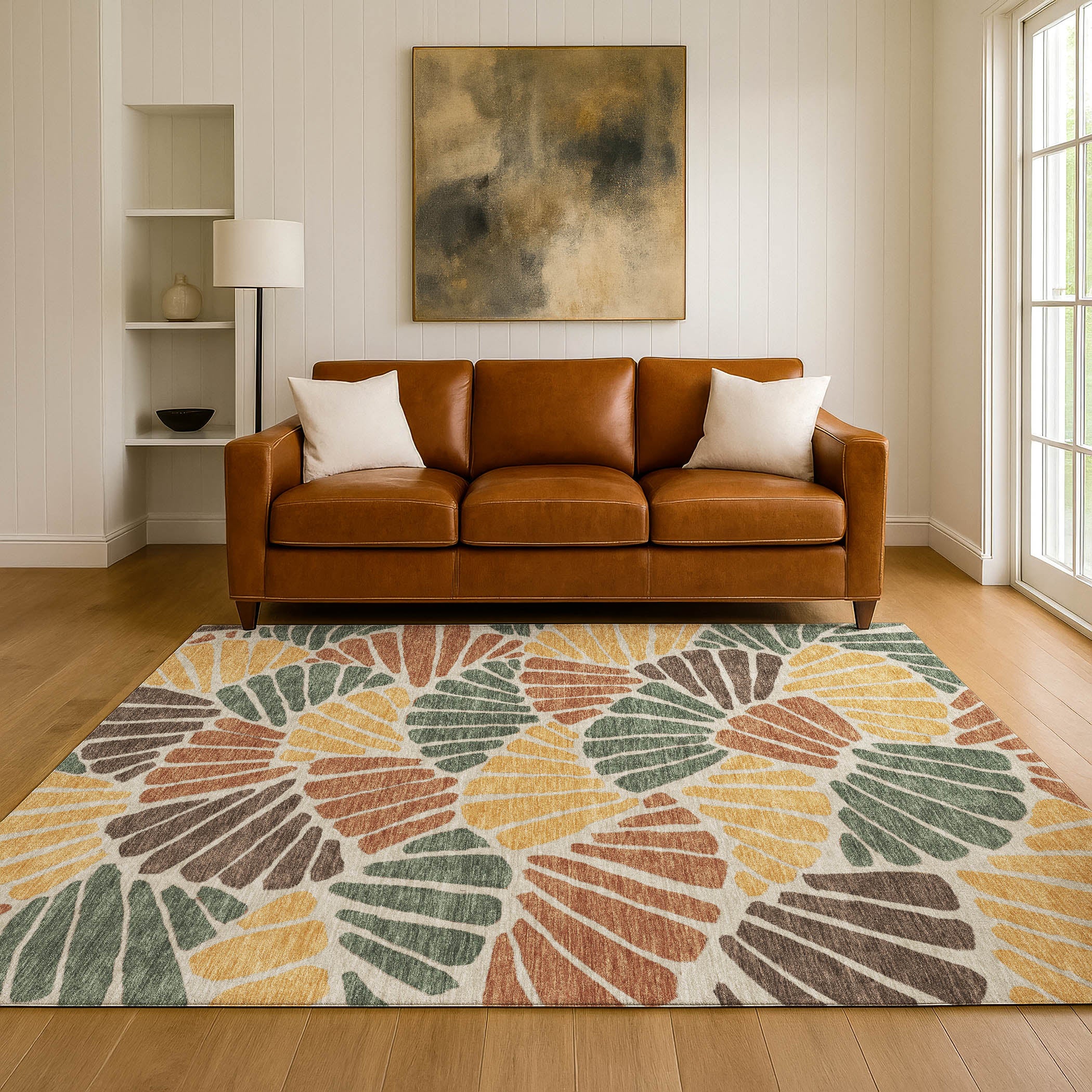 Luang Prabang Machine Washable Transitional Basil Green Rug 3' x 5' #shape_Rectangle
