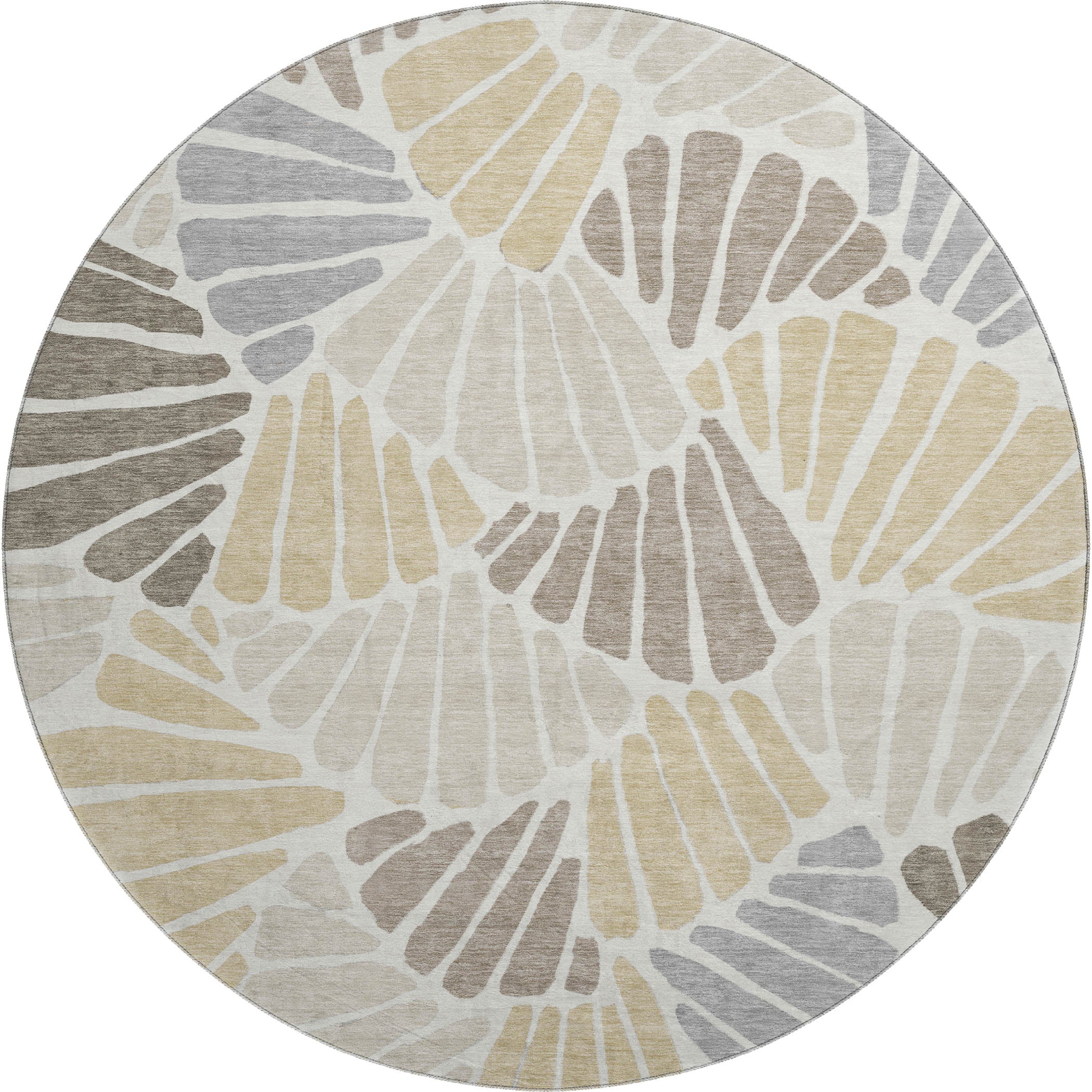 Luang Prabang Machine Washable Transitional Beige Brown Rug 8' x 8' #shape_Round