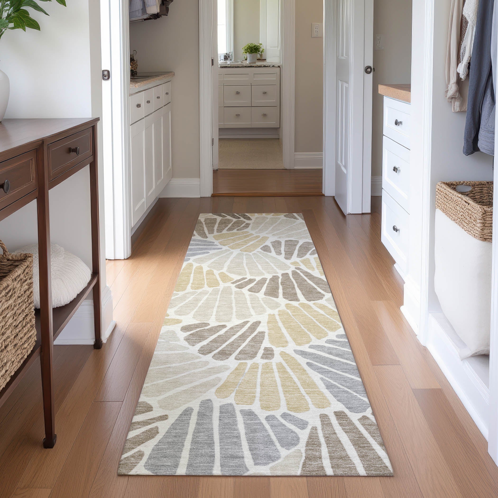 Luang Prabang Machine Washable Transitional Beige Brown Rug 2'3" x 7'6" #shape_Runner