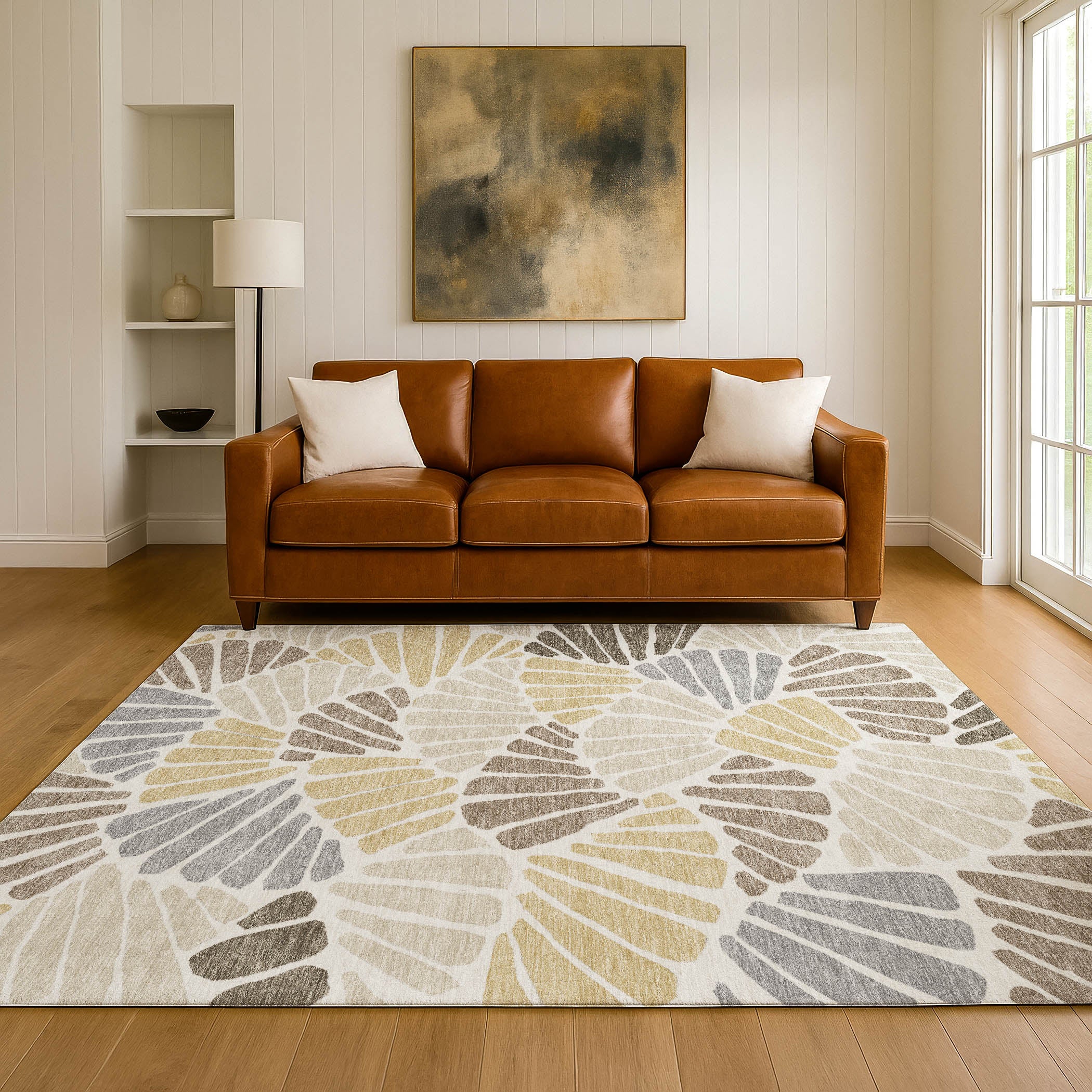 Luang Prabang Machine Washable Transitional Beige Brown Rug 3' x 5' #shape_Rectangle