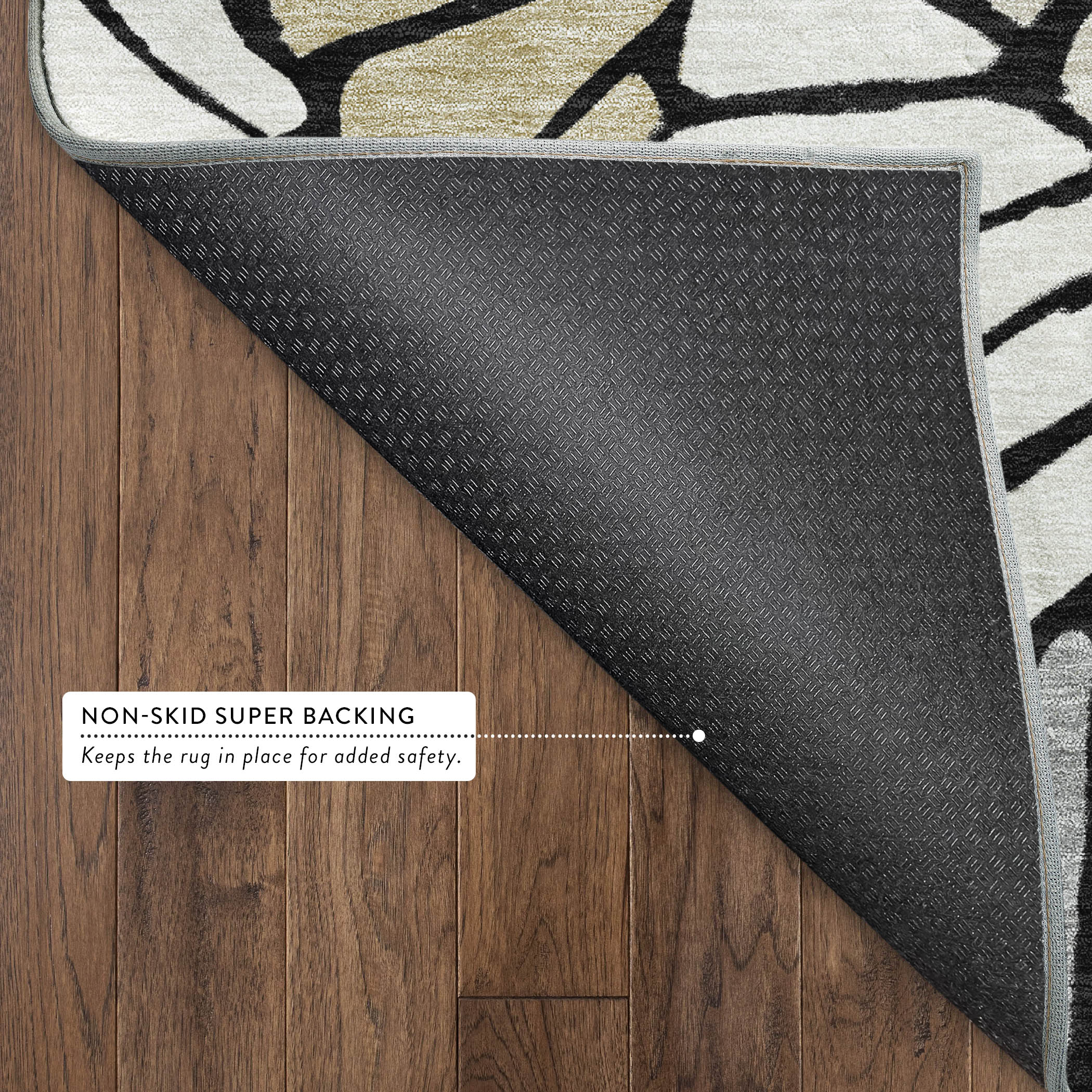 Luang Prabang Machine Washable Transitional Black Rug 1'8" x 2'6" #shape_Rectangle