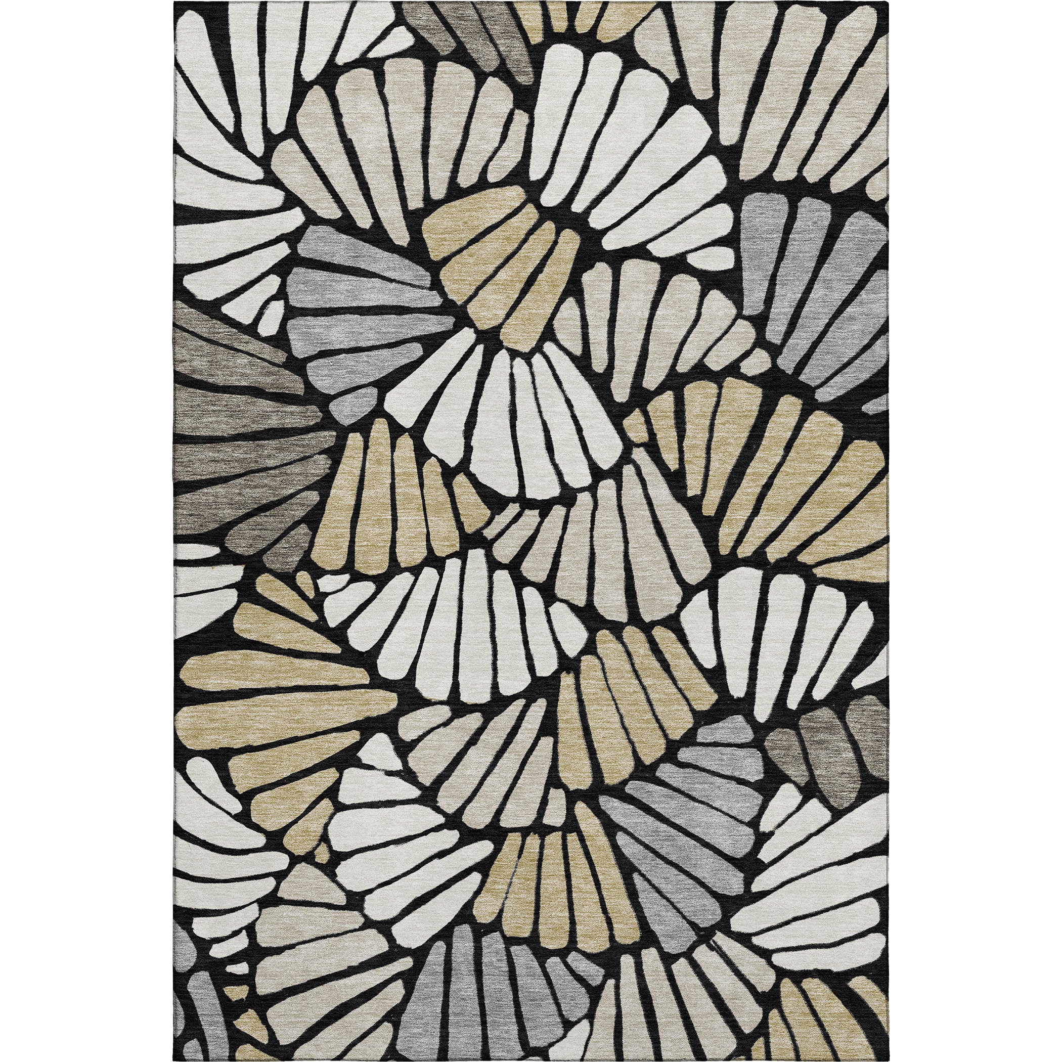 Luang Prabang Machine Washable Transitional Black Rug 3' x 5' #shape_Rectangle