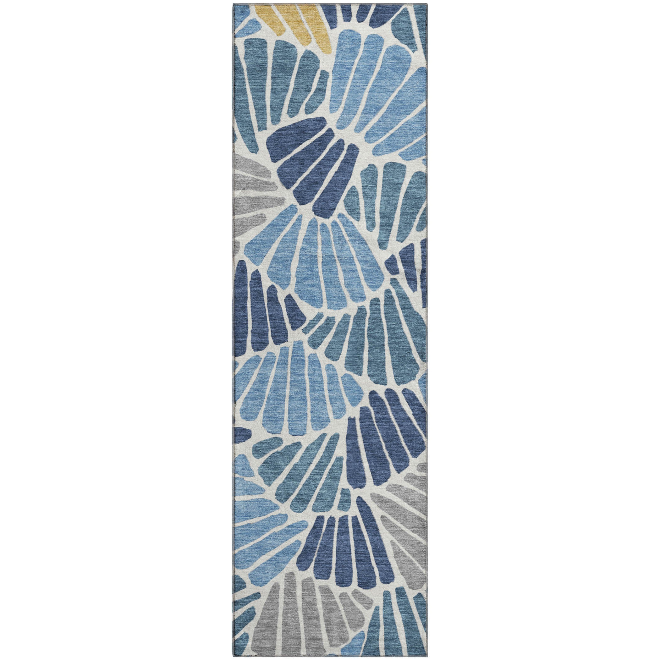 Luang Prabang Machine Washable Transitional Blue Rug 2'3" x 7'6" #shape_Runner