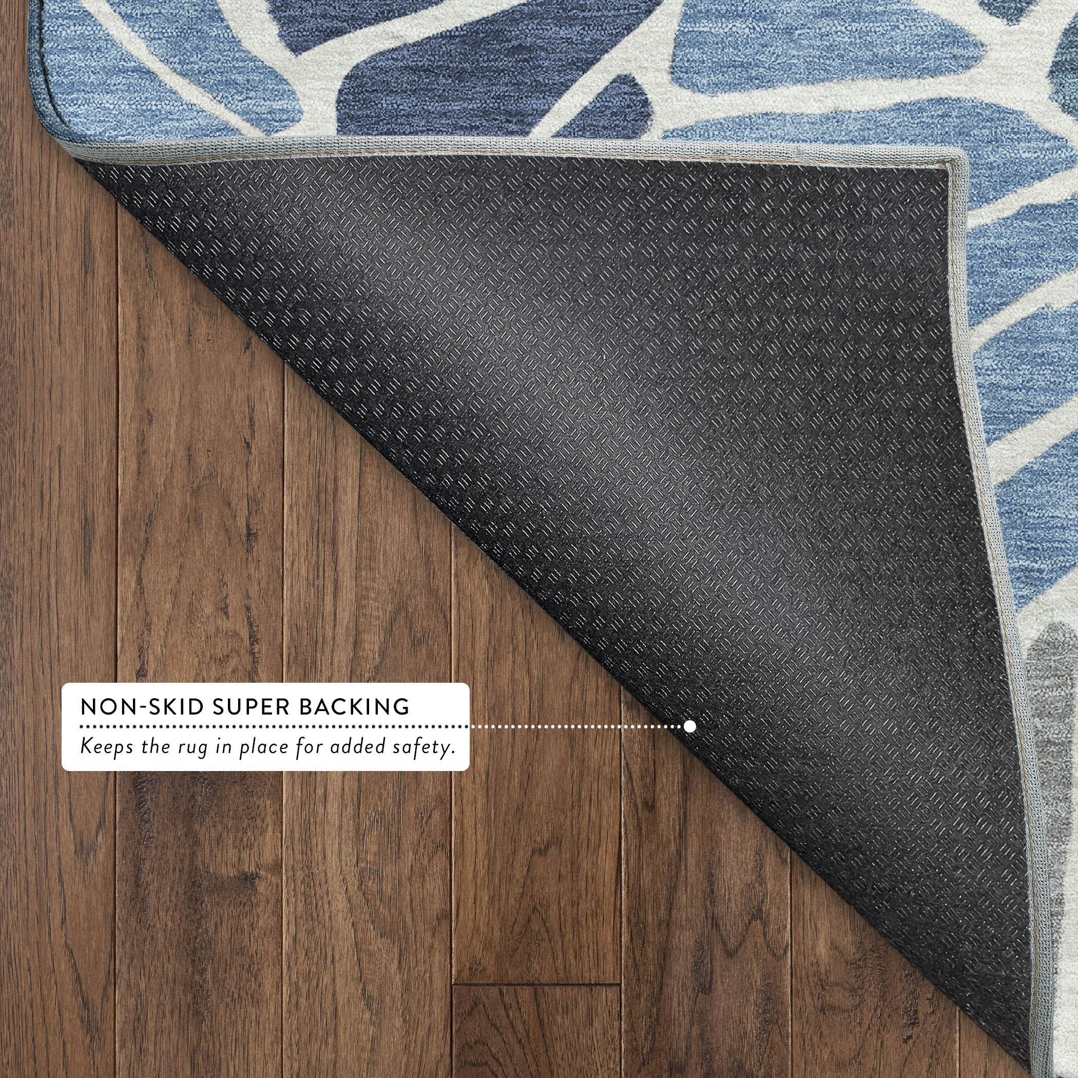 Luang Prabang Machine Washable Transitional Blue Rug 1'8" x 2'6" #shape_Rectangle
