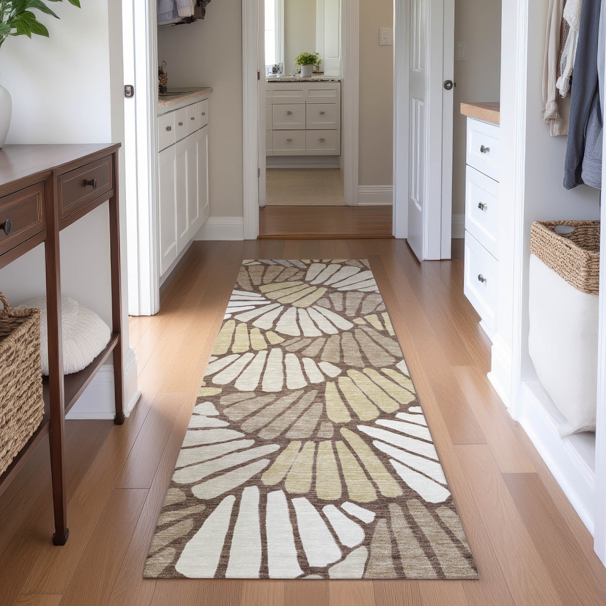 Luang Prabang Machine Washable Transitional Chocolate Brown Rug 2'3" x 7'6" #shape_Runner