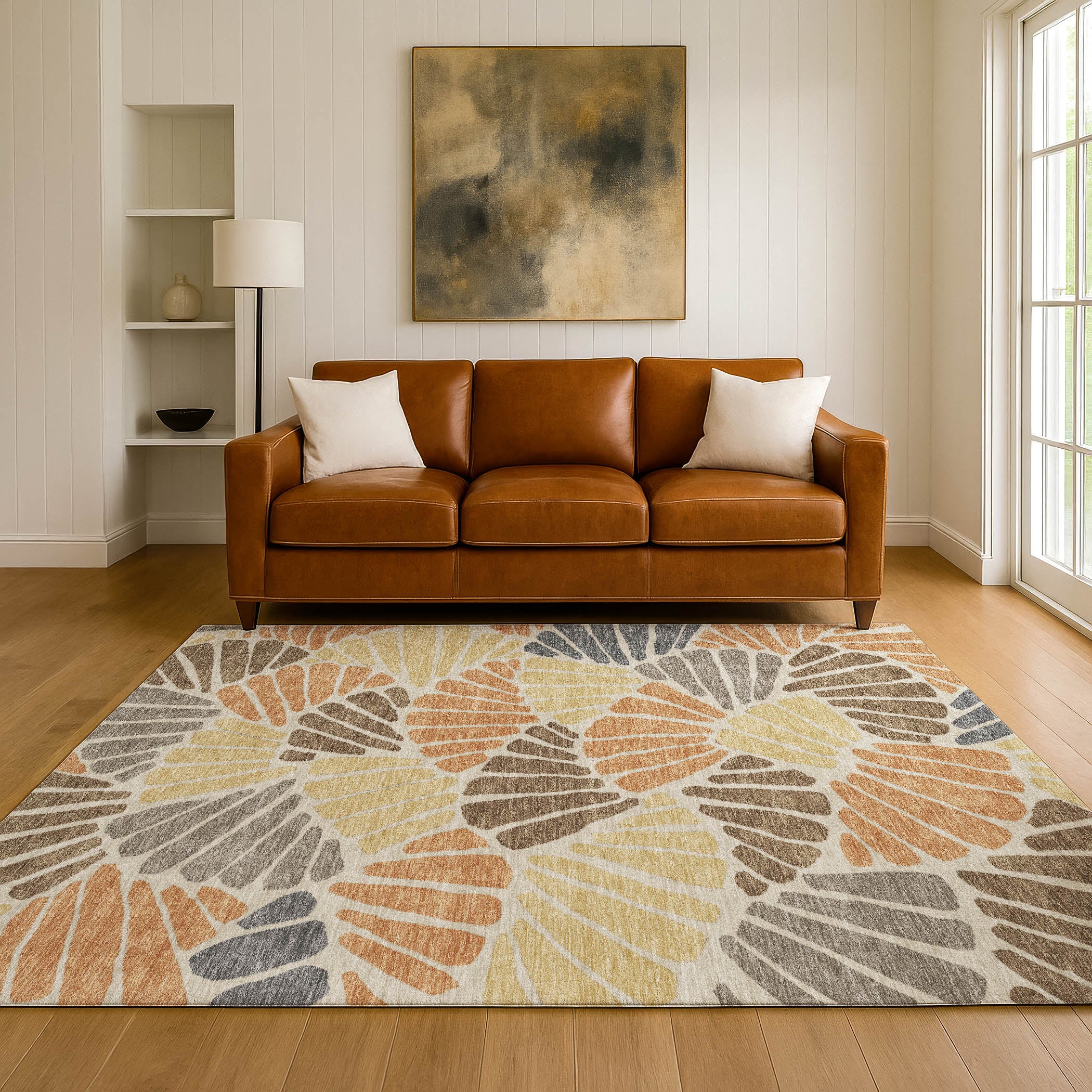 Luang Prabang Machine Washable Traditional Copper Orange Rug 3' x 5' #shape_Rectangle