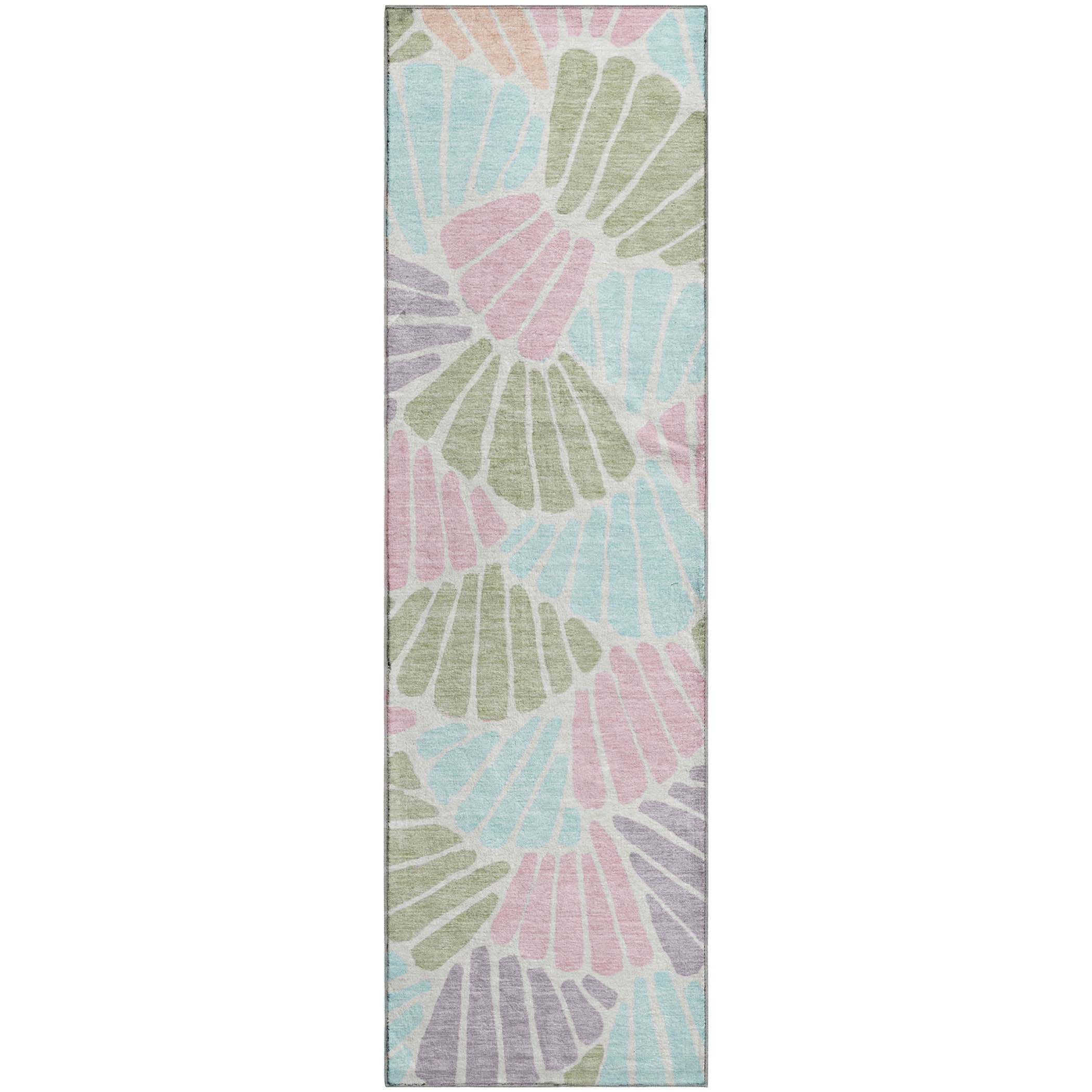 Luang Prabang Machine Washable Traditional Sage Green Rug 2'3" x 7'6" #shape_Runner