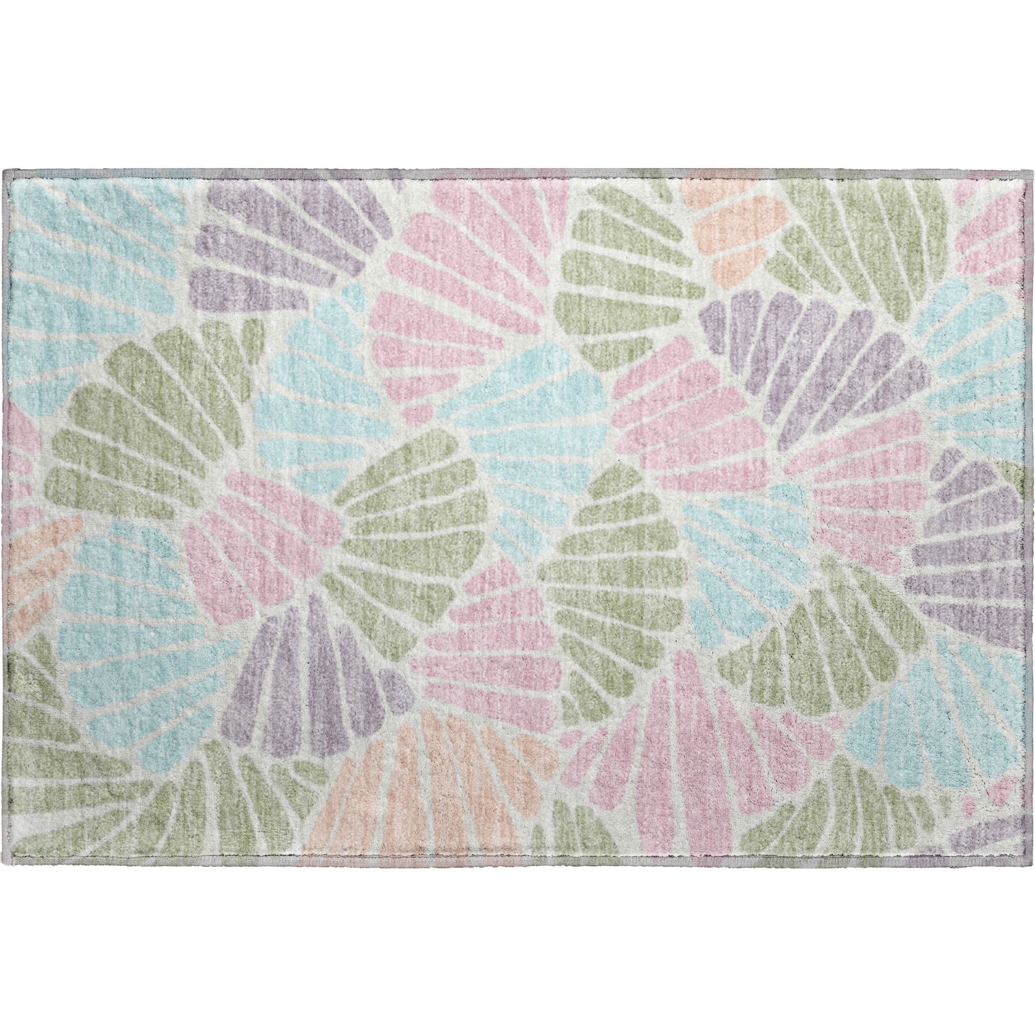 Luang Prabang Machine Washable Traditional Sage Green Rug 1'8" x 2'6" #shape_Rectangle