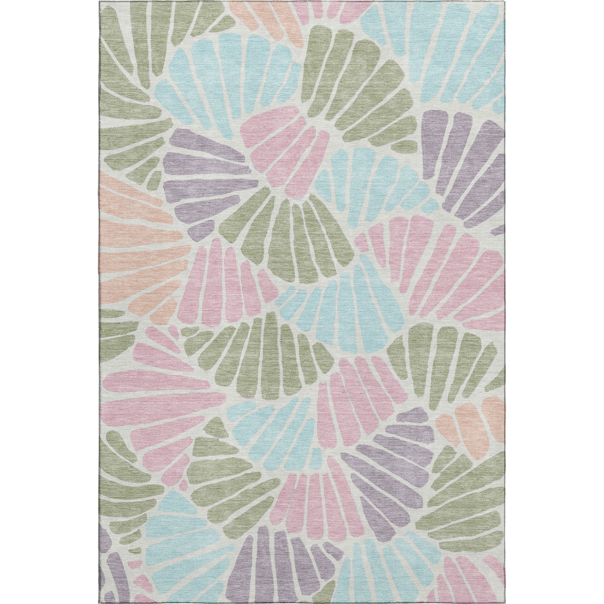 Luang Prabang Machine Washable Traditional Sage Green Rug 3' x 5' #shape_Rectangle