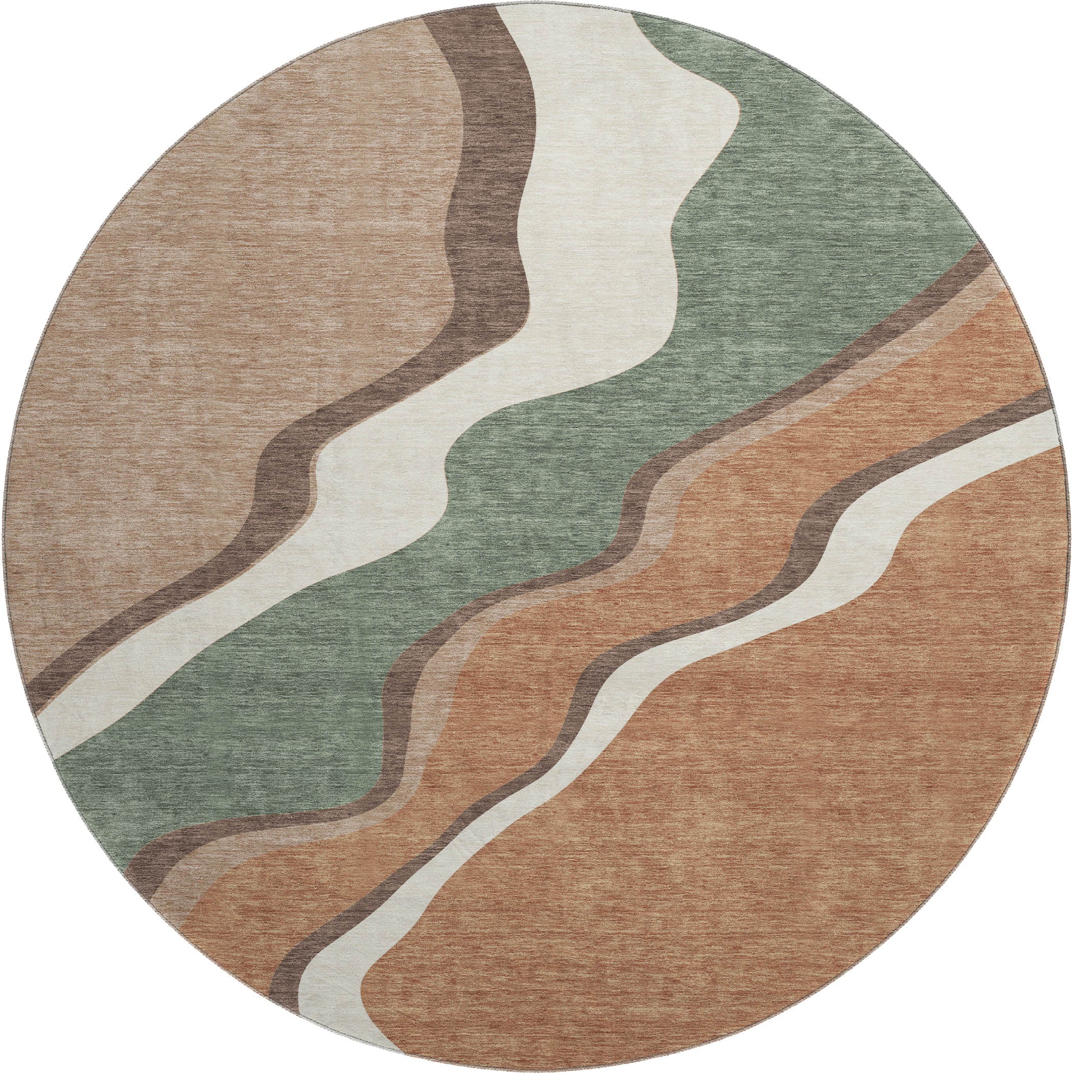 Sintra Machine Washable Traditional Copper Orange Rug 8' x 8' #shape_Round