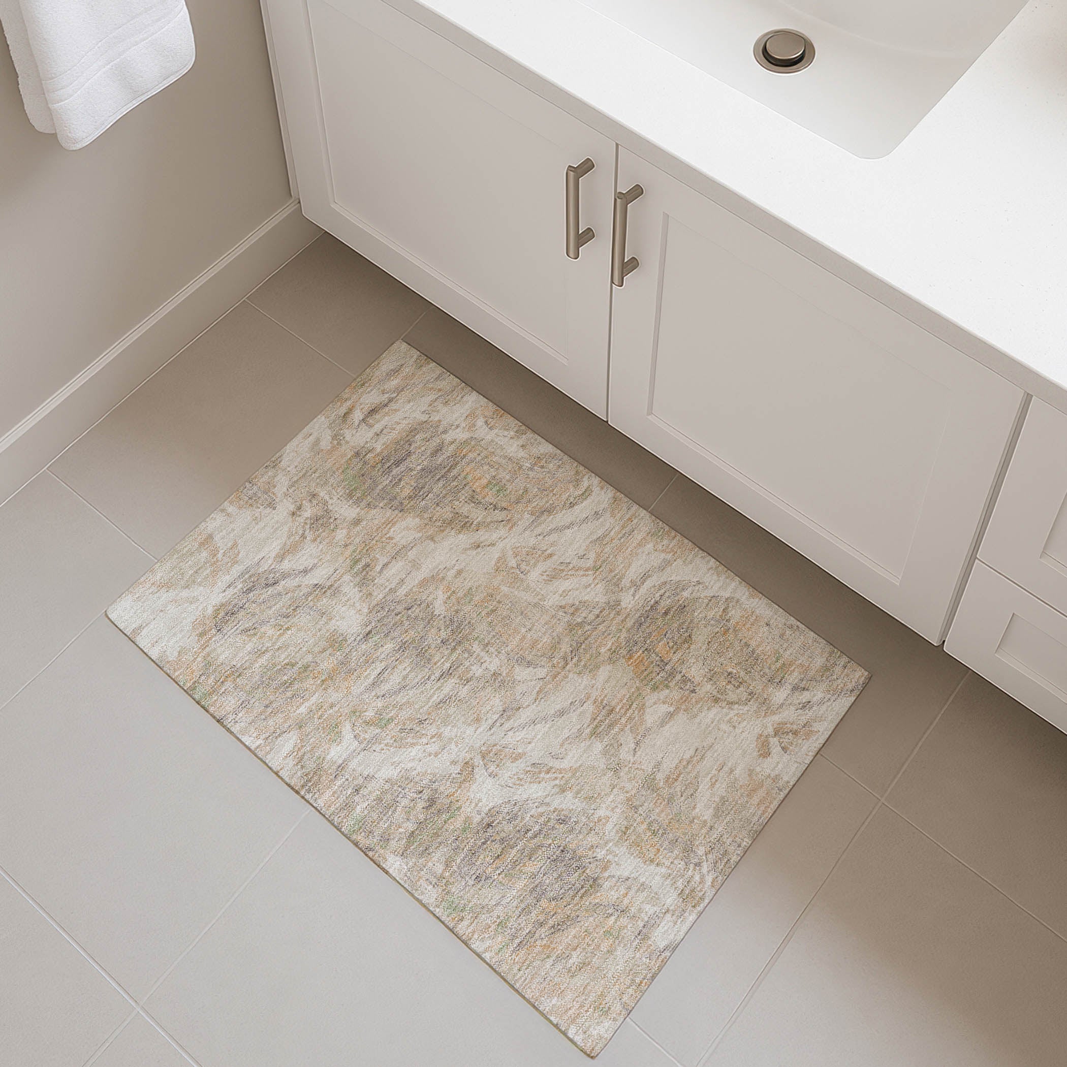 Siena Machine Washable Traditional Khaki Brown Rug 1'8" x 2'6" #shape_Rectangle
