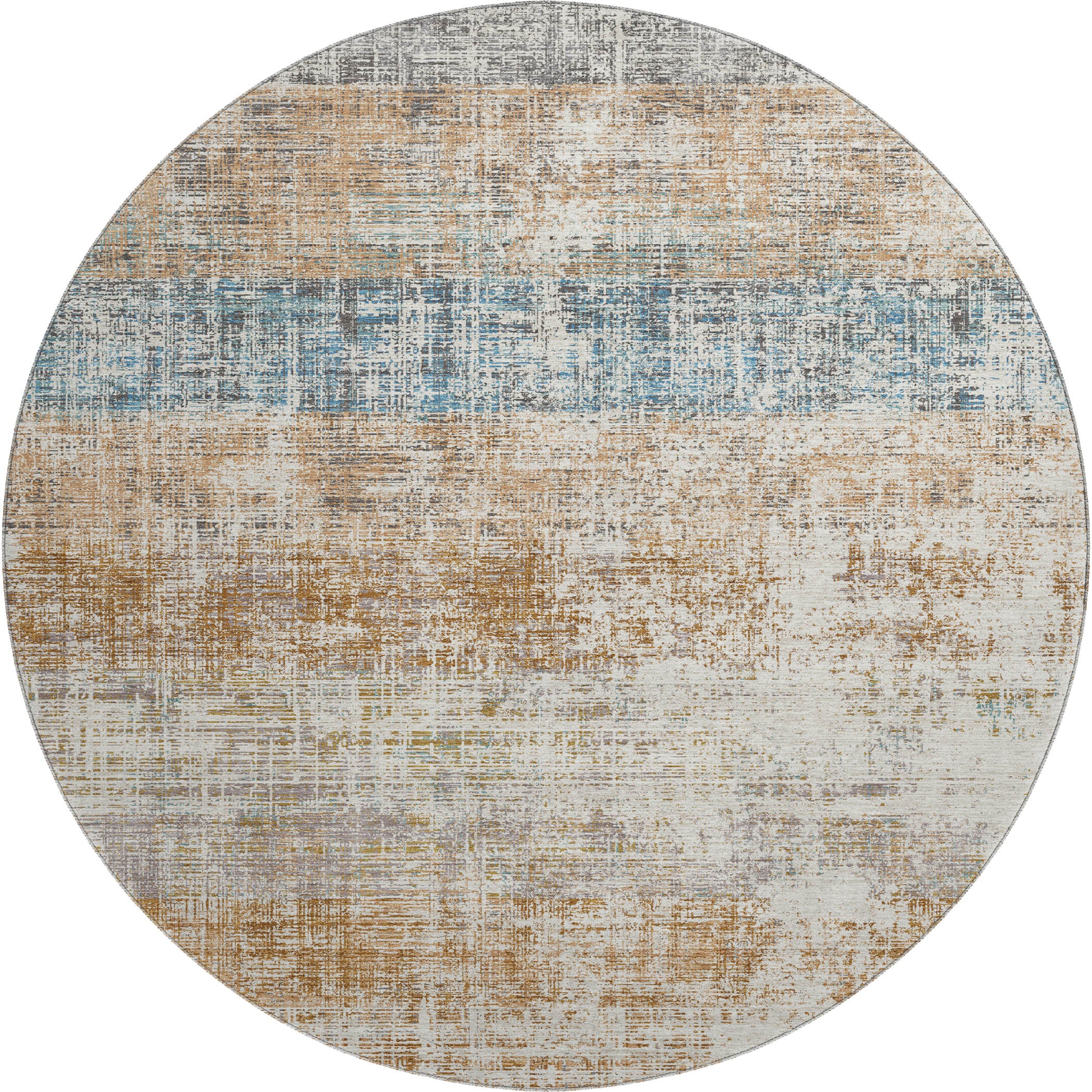 Bruges Machine Washable Traditional Copper Orange Rug 8' x 8' #shape_Round