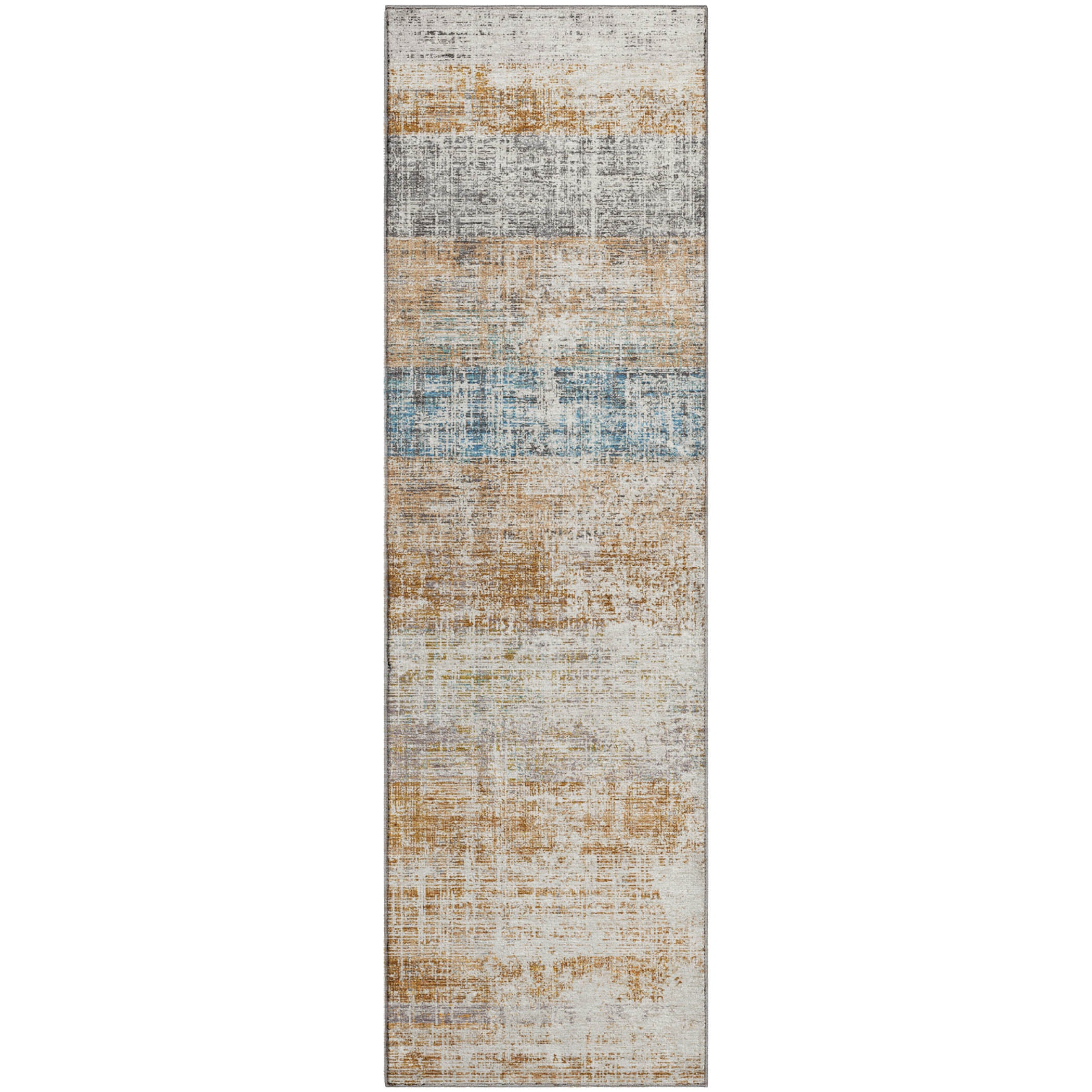 Bruges Machine Washable Traditional Copper Orange Rug 2'3" x 7'6" #shape_Runner