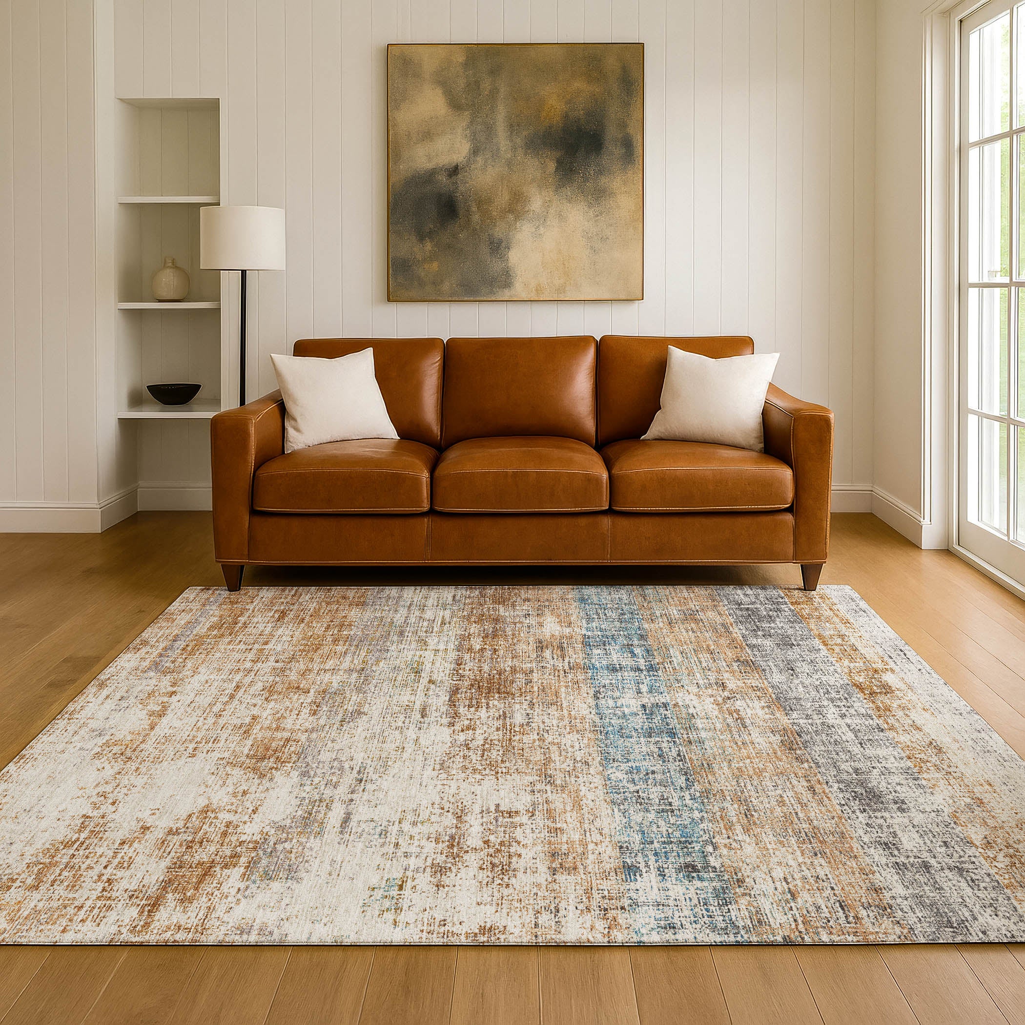 Bruges Machine Washable Traditional Copper Orange Rug 3' x 5' #shape_Rectangle