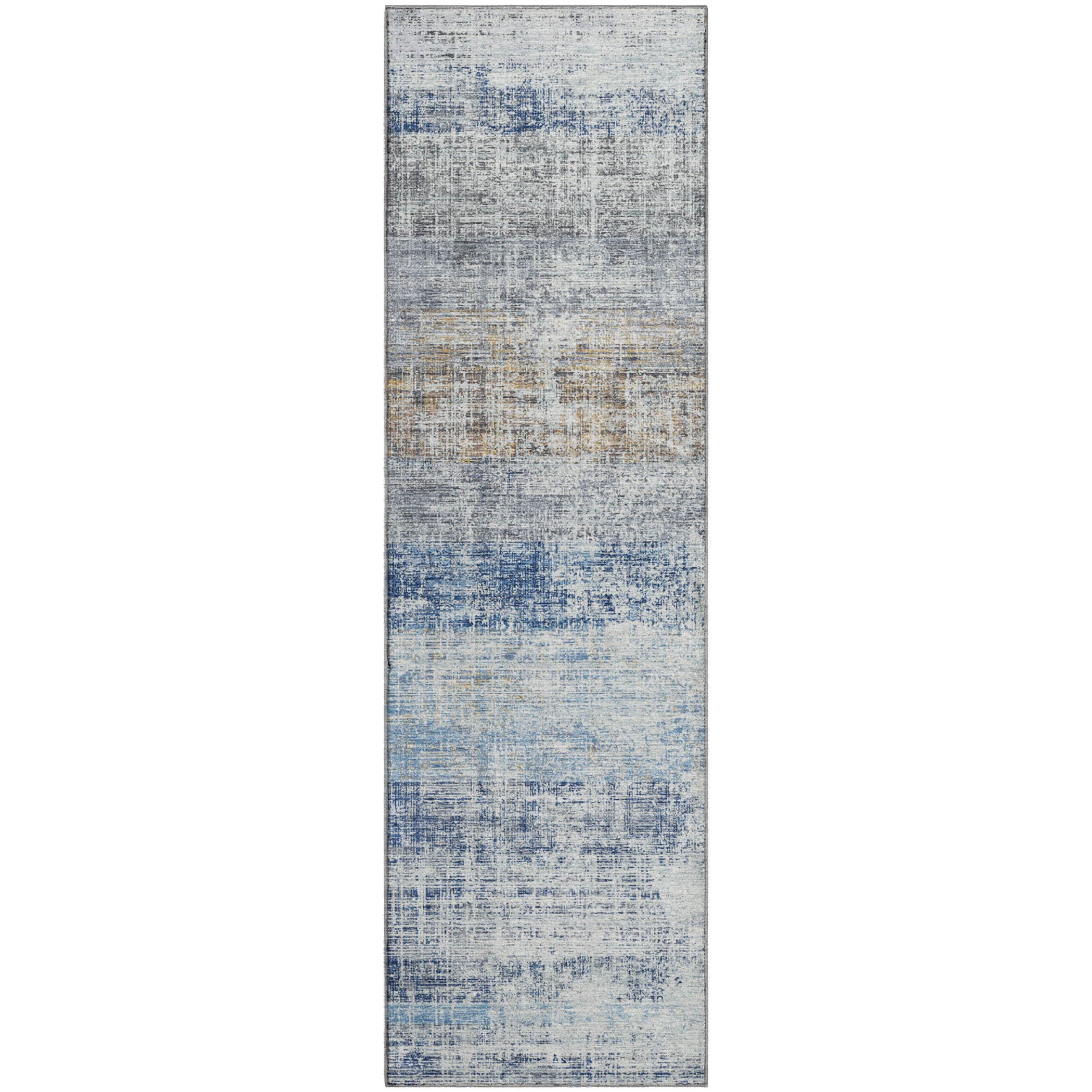 Bruges Machine Washable Traditional Denim Blue Rug 2'3" x 7'6" #shape_Runner