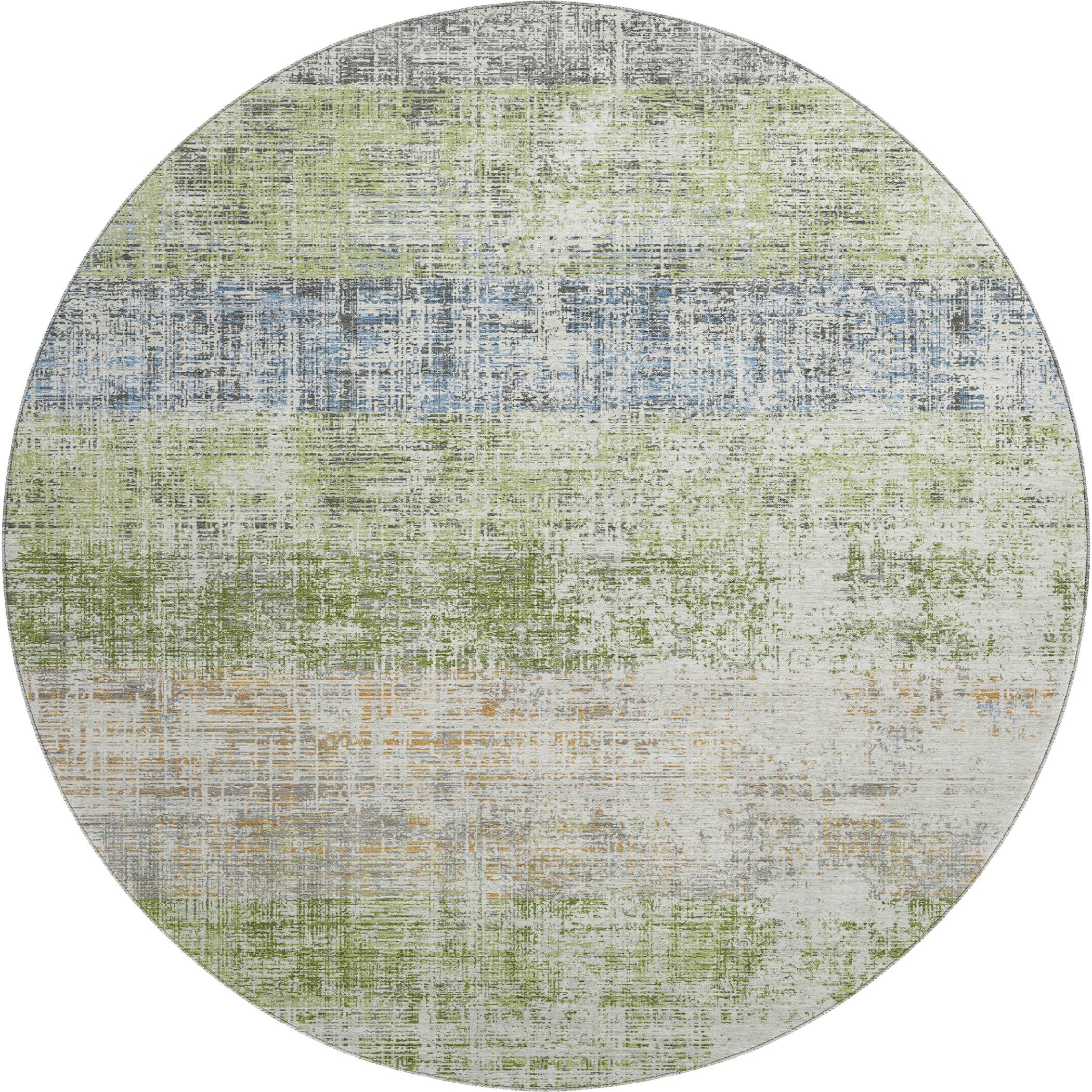 Bruges Machine Washable Traditional Green Rug 8' x 8' #shape_Round