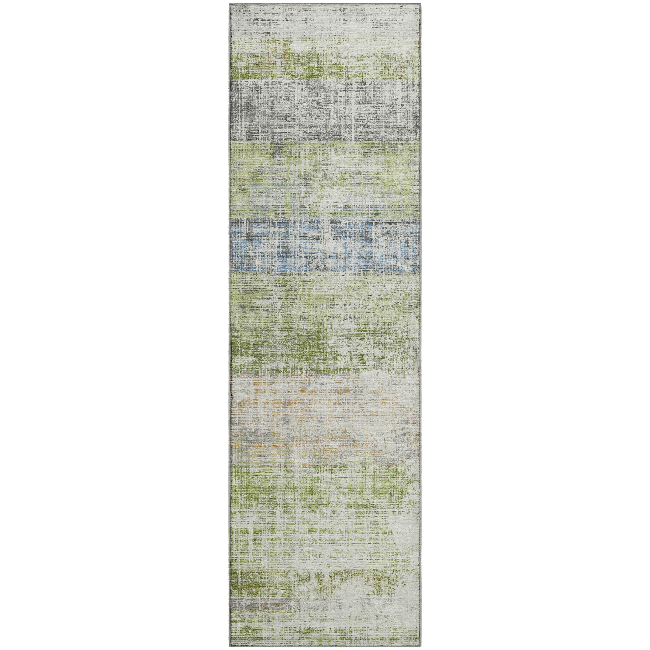 Bruges Machine Washable Traditional Green Rug 2'3" x 7'6" #shape_Runner