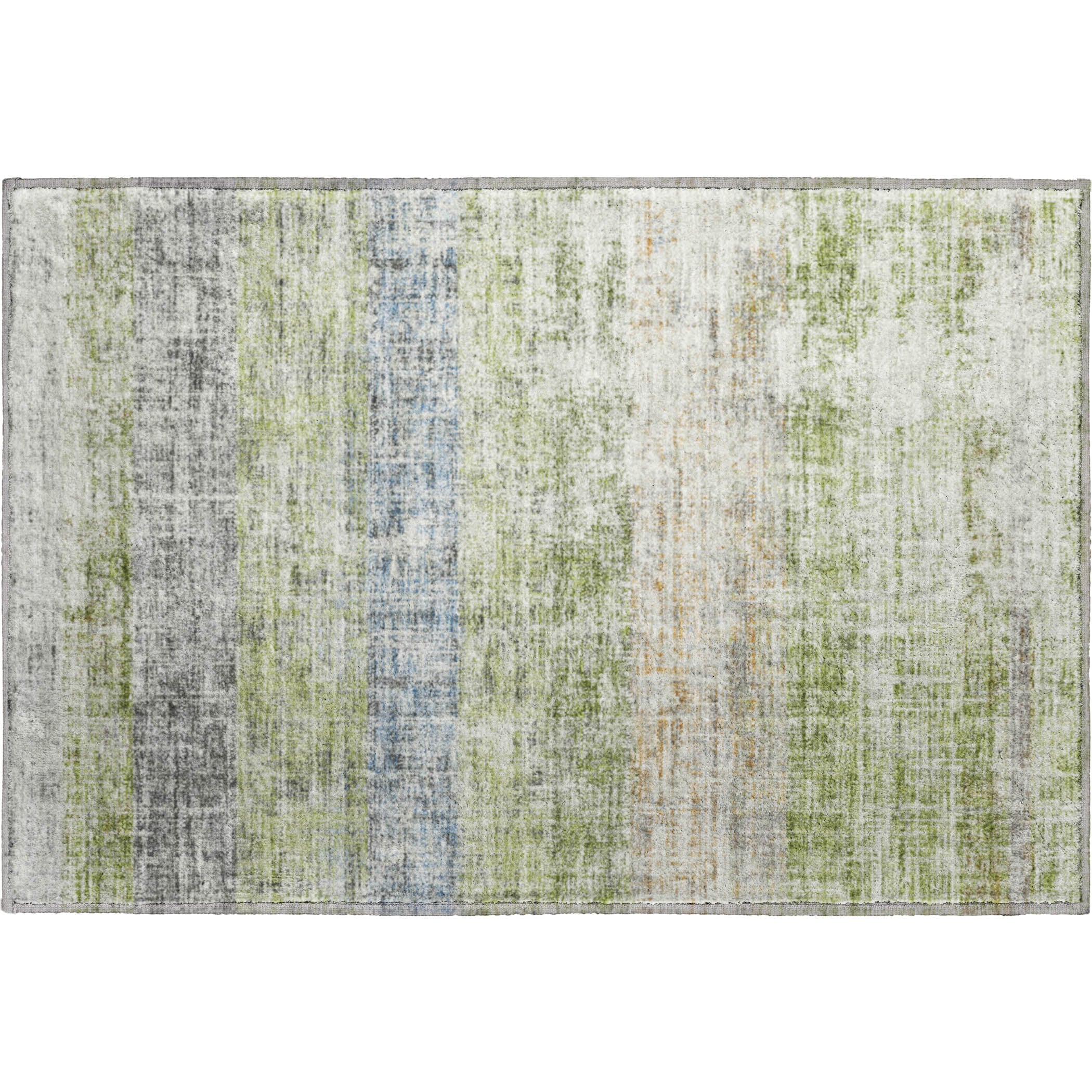 Bruges Machine Washable Traditional Green Rug 1'8" x 2'6" #shape_Rectangle