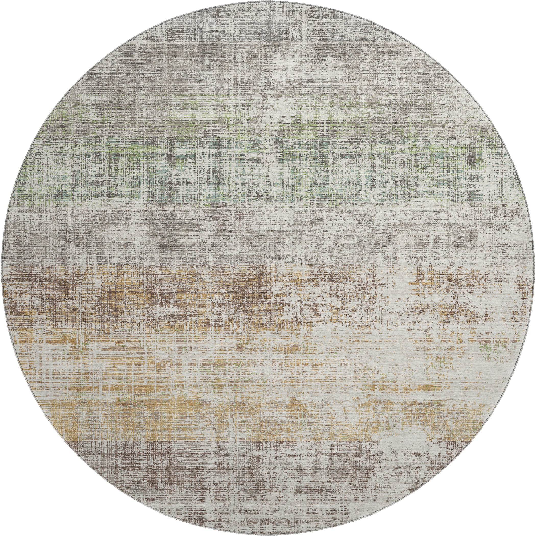 Bruges Machine Washable Traditional Putty Ivory Rug 8' x 8' #shape_Round