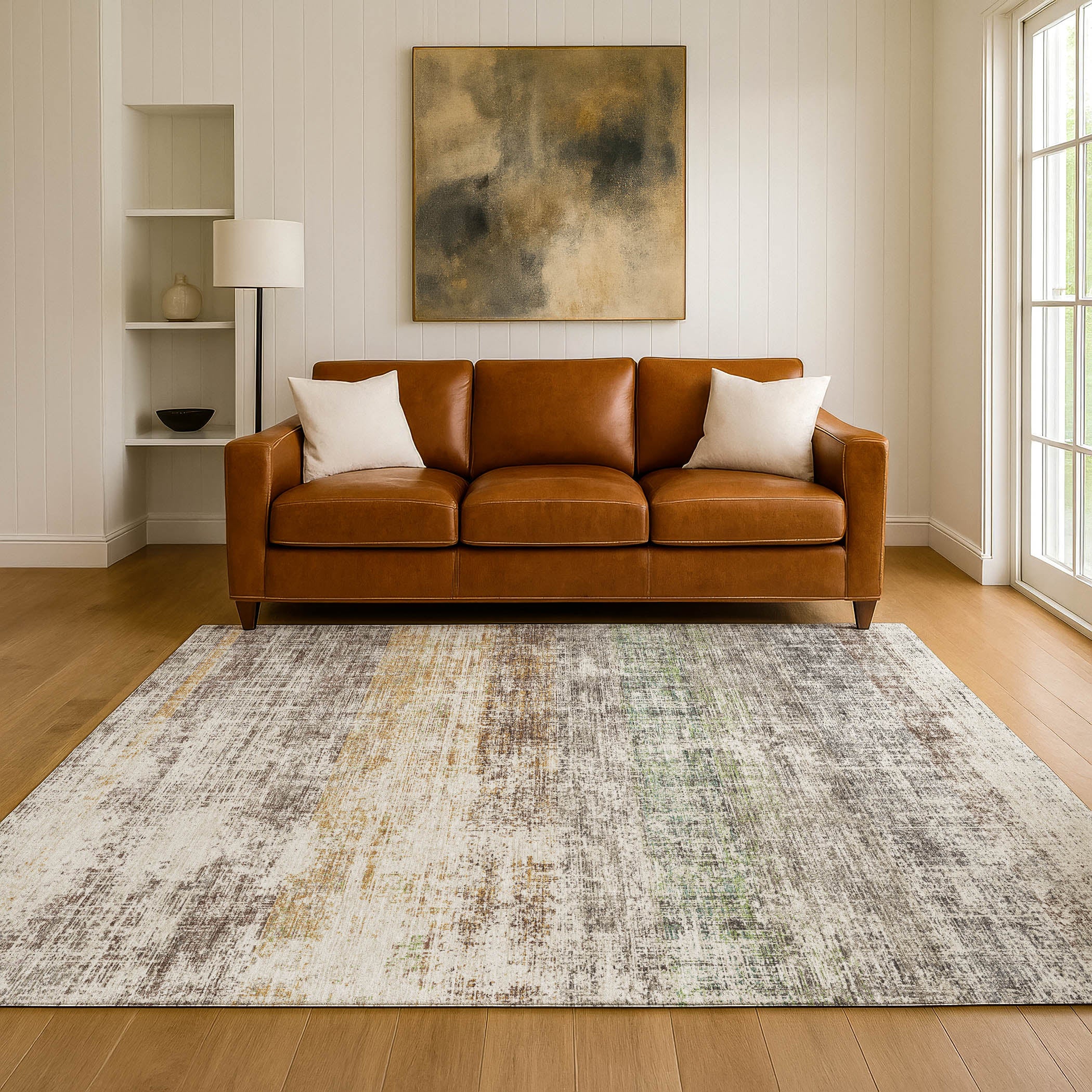 Bruges Machine Washable Traditional Putty Ivory Rug 3' x 5' #shape_Rectangle