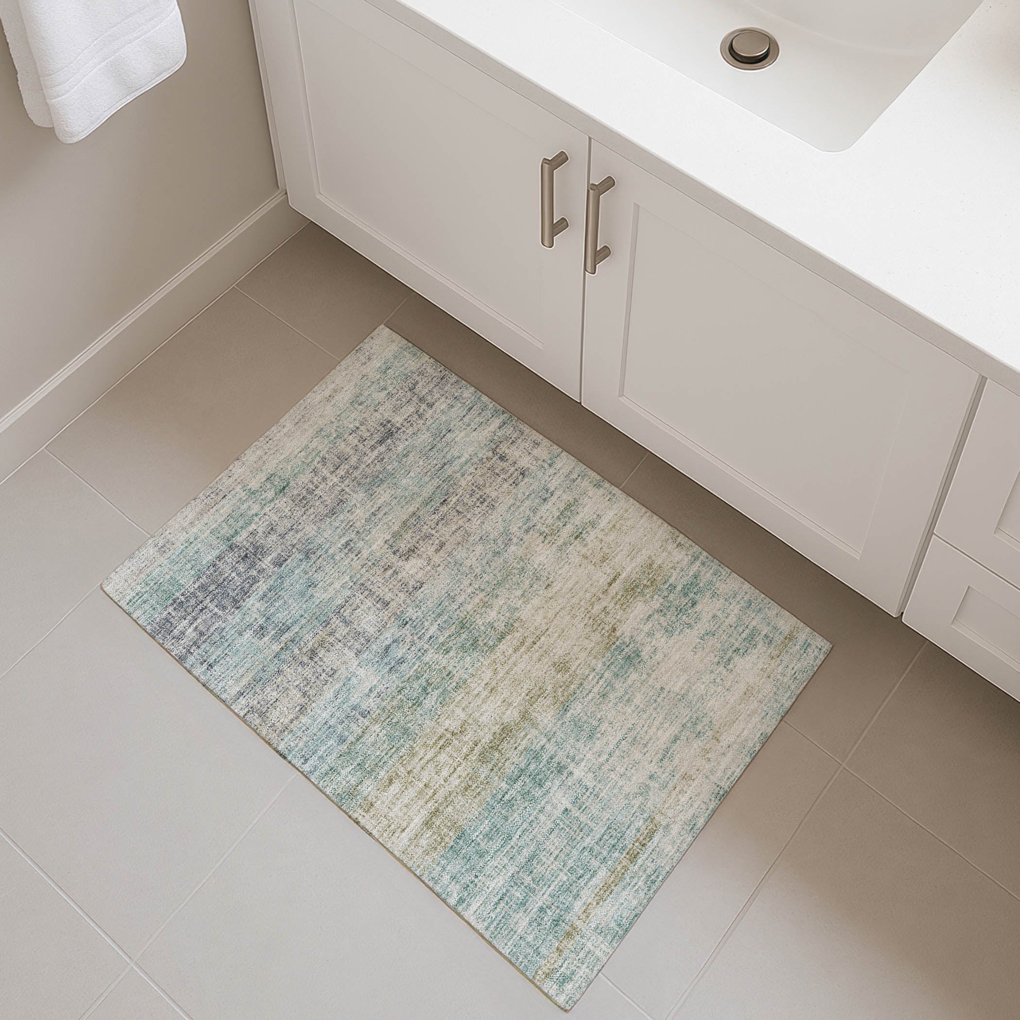 Bruges Machine Washable Traditional Teal Rug 1'8" x 2'6" #shape_Rectangle
