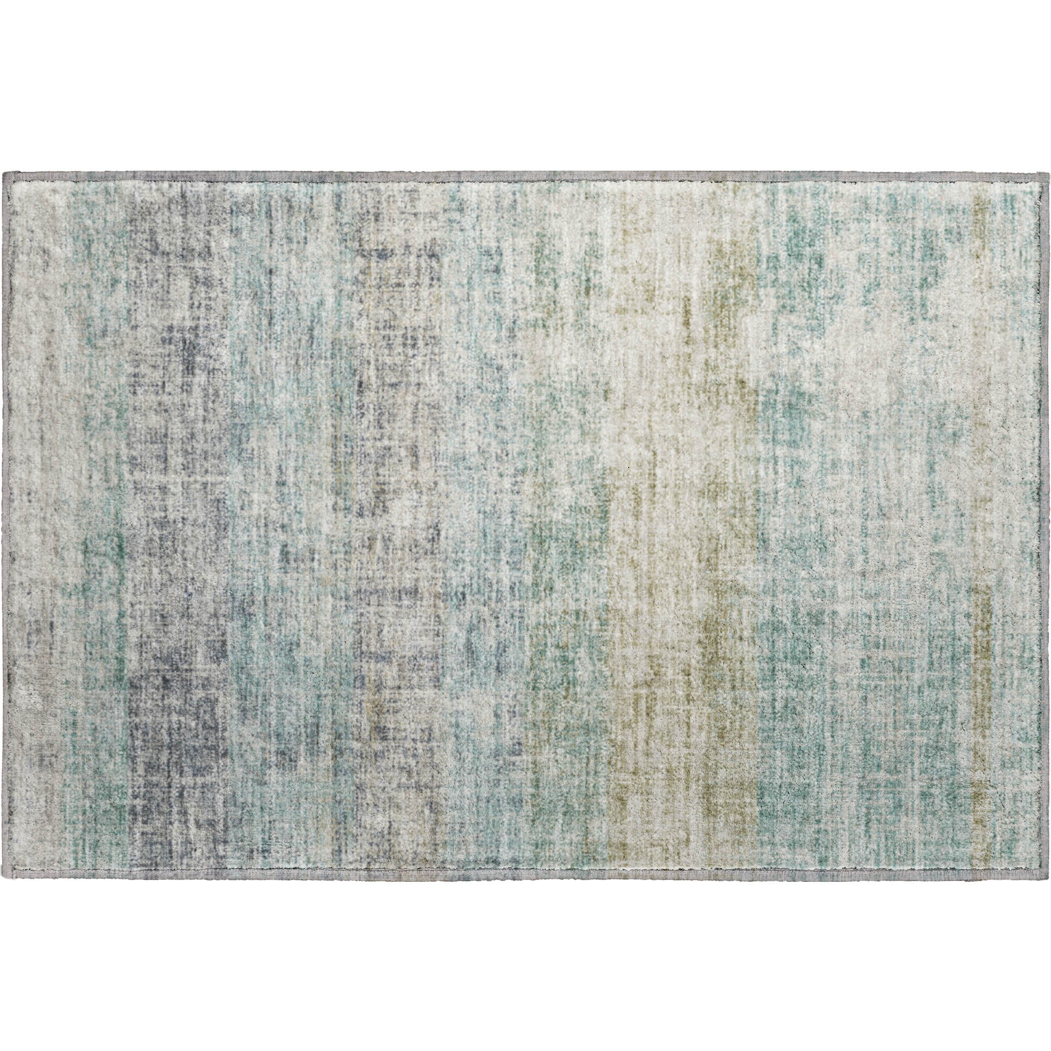 Bruges Machine Washable Traditional Teal Rug 1'8" x 2'6" #shape_Rectangle