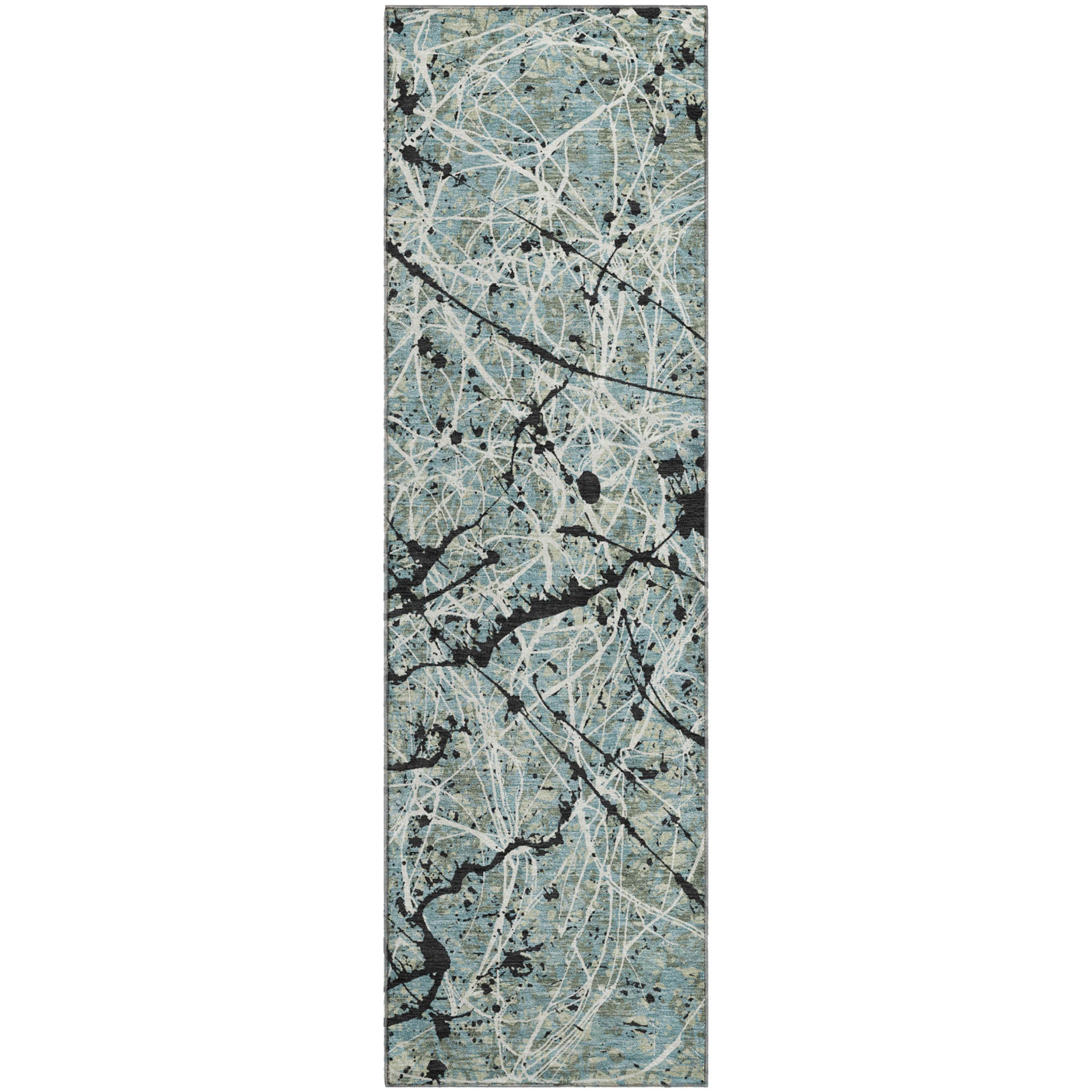 Cusco Machine Washable Traditional Aloe Green Rug 2'3" x 7'6" #shape_Runner