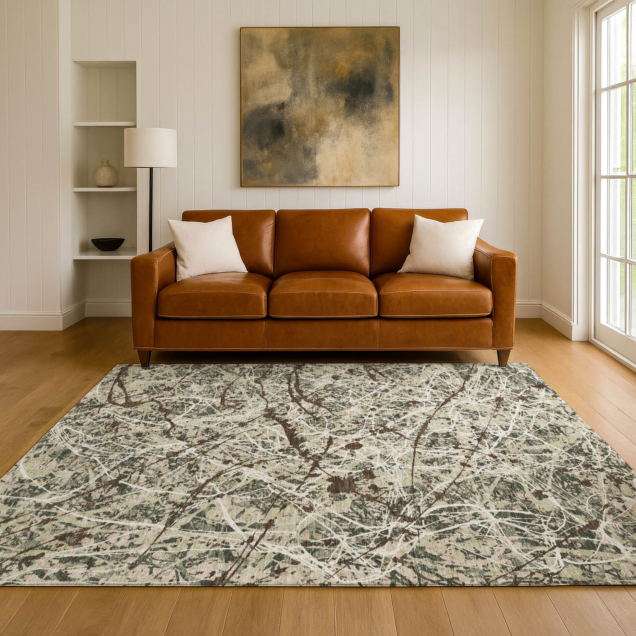 Cusco Machine Washable Traditional Basil Green Rug 3' x 5' #shape_Rectangle