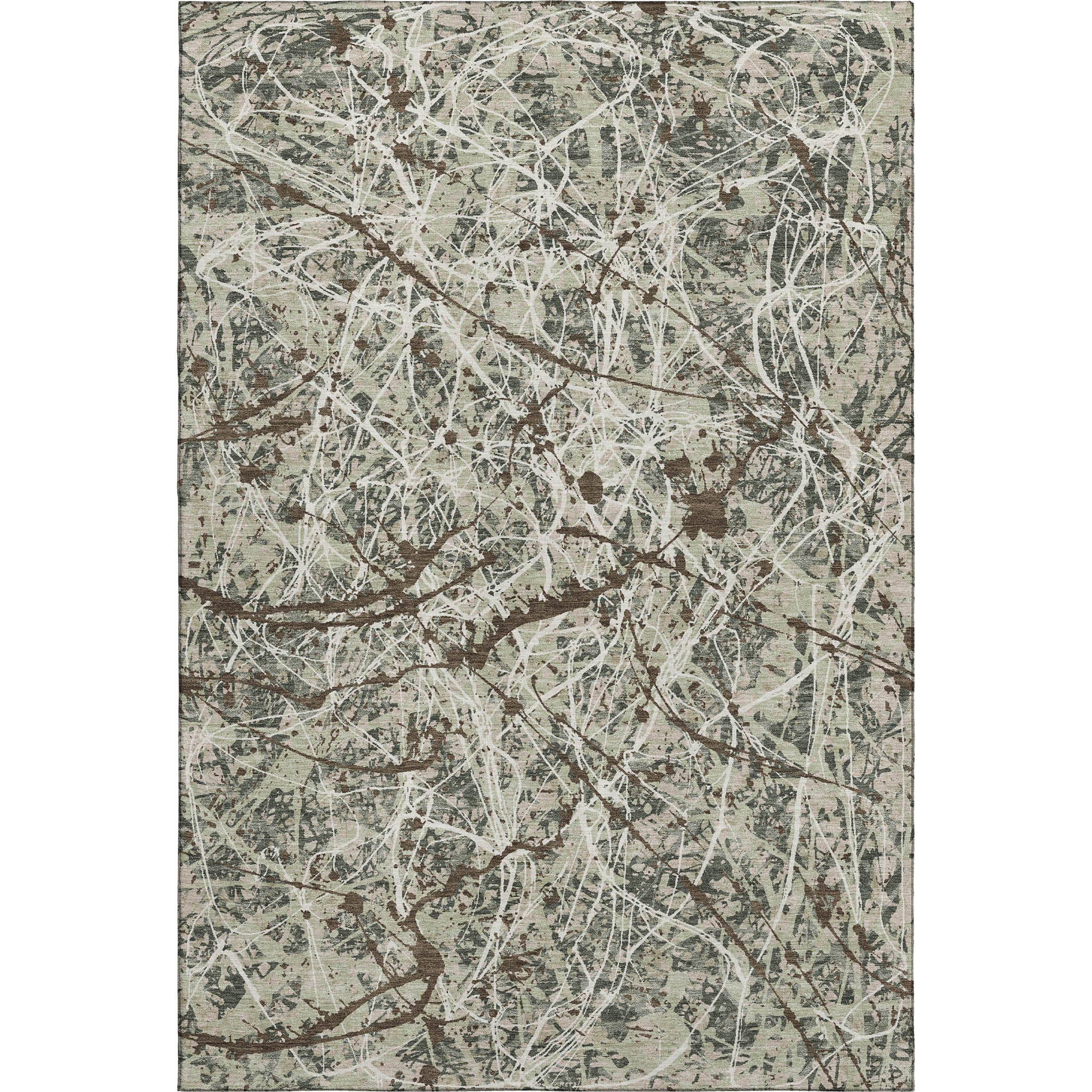 Cusco Machine Washable Traditional Basil Green Rug 3' x 5' #shape_Rectangle