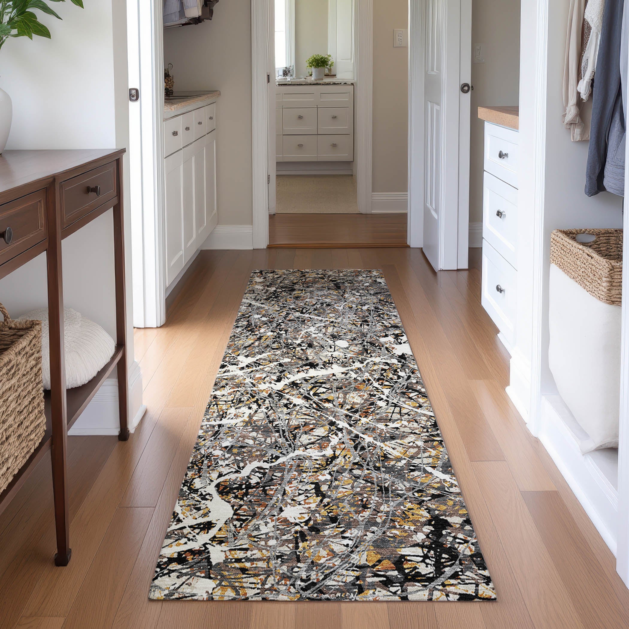 Cusco Machine Washable Traditional Black Rug 2'3" x 7'6" #shape_Runner