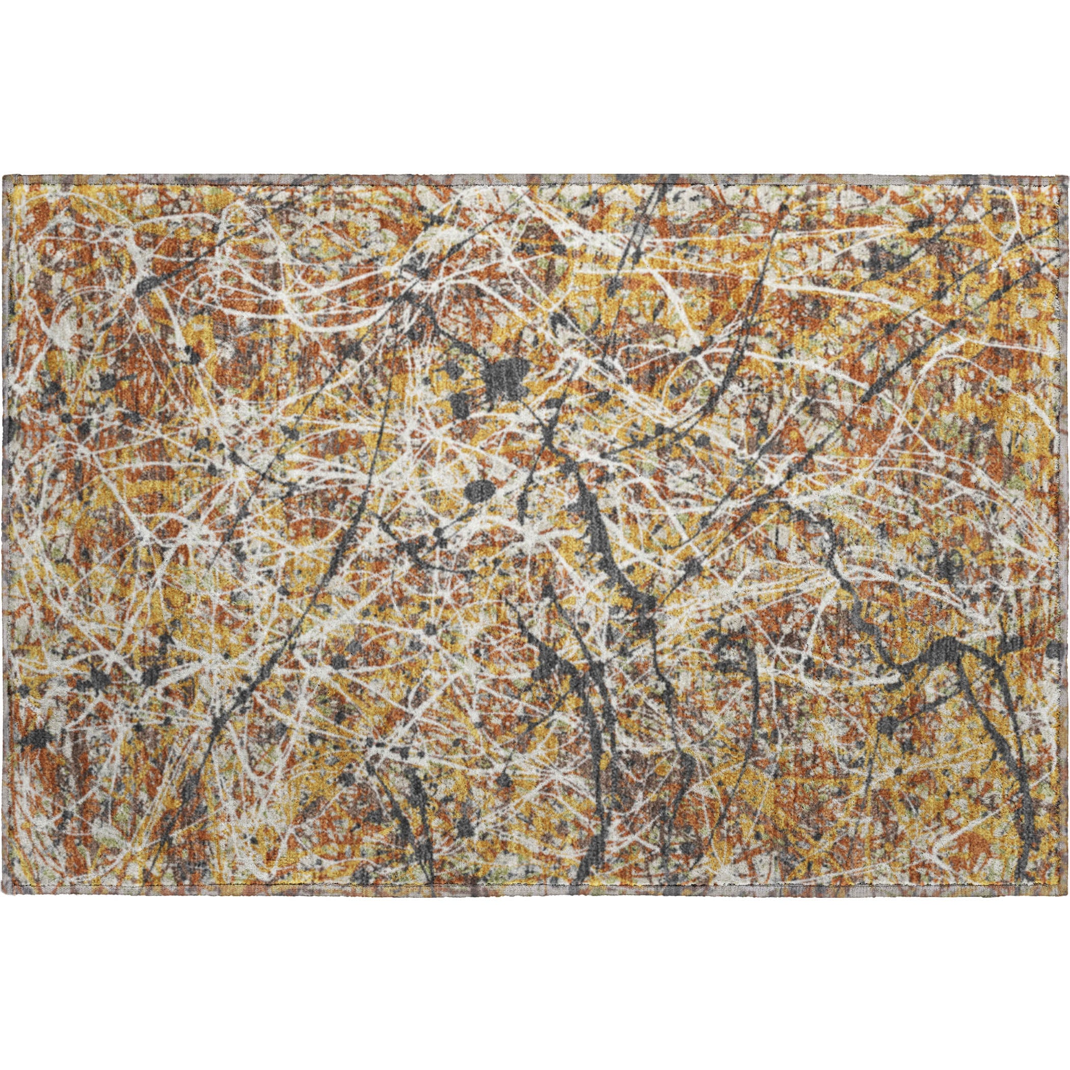 Cusco Machine Washable Traditional Gold Rug 1'8" x 2'6" #shape_Rectangle