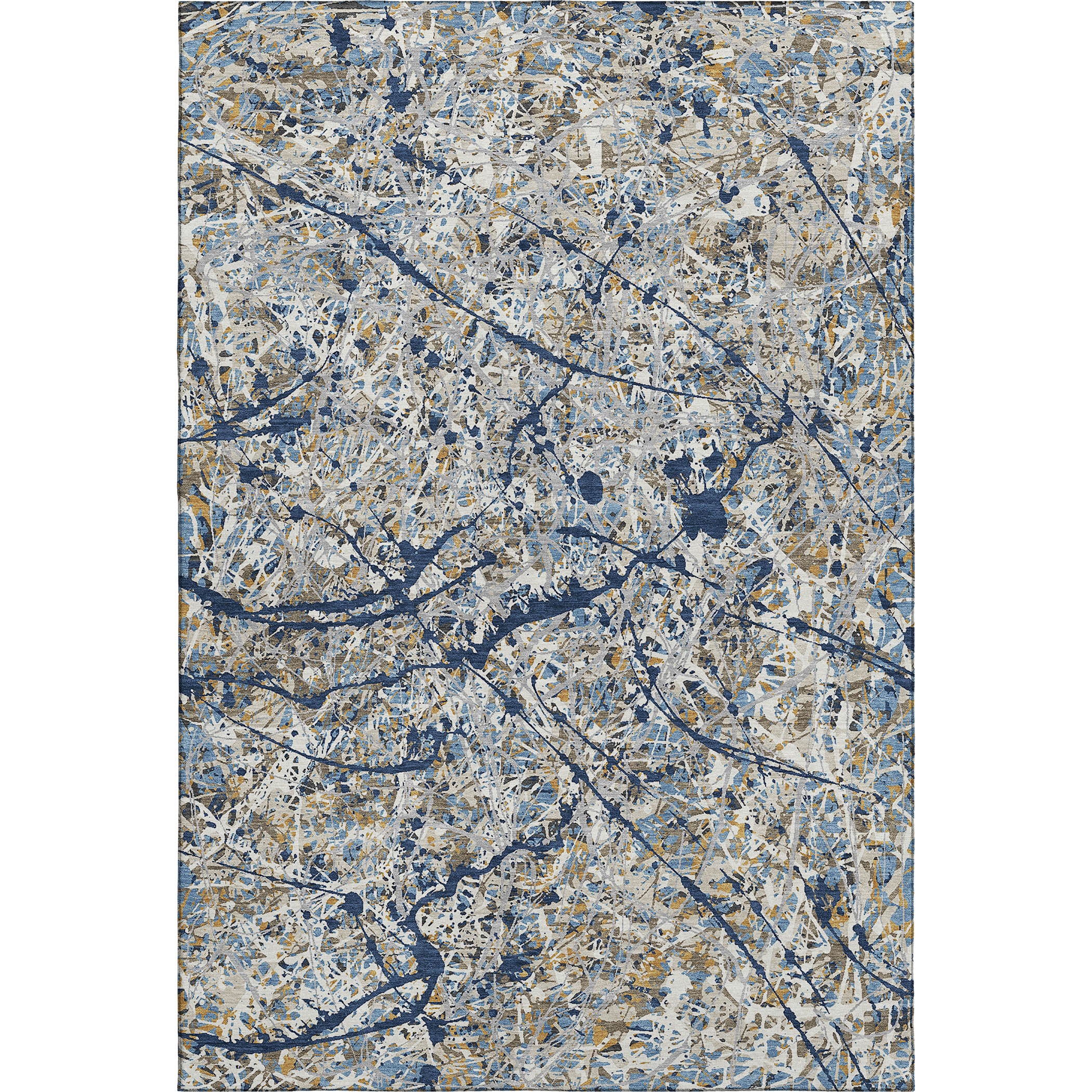 Cusco Machine Washable Traditional Navy Blue Rug 3' x 5' #shape_Rectangle