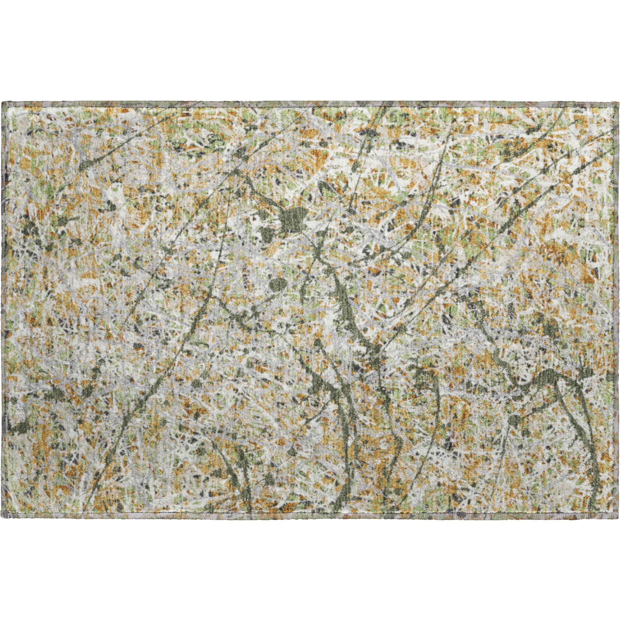 Cusco Machine Washable Traditional Olive Green Rug 1'8" x 2'6" #shape_Rectangle