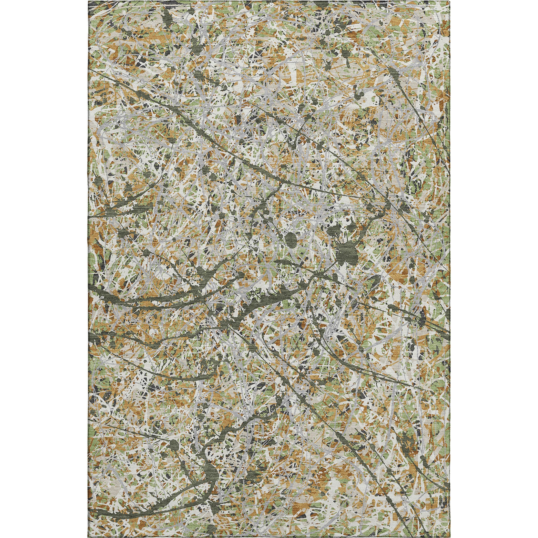 Cusco Machine Washable Traditional Olive Green Rug 3' x 5' #shape_Rectangle