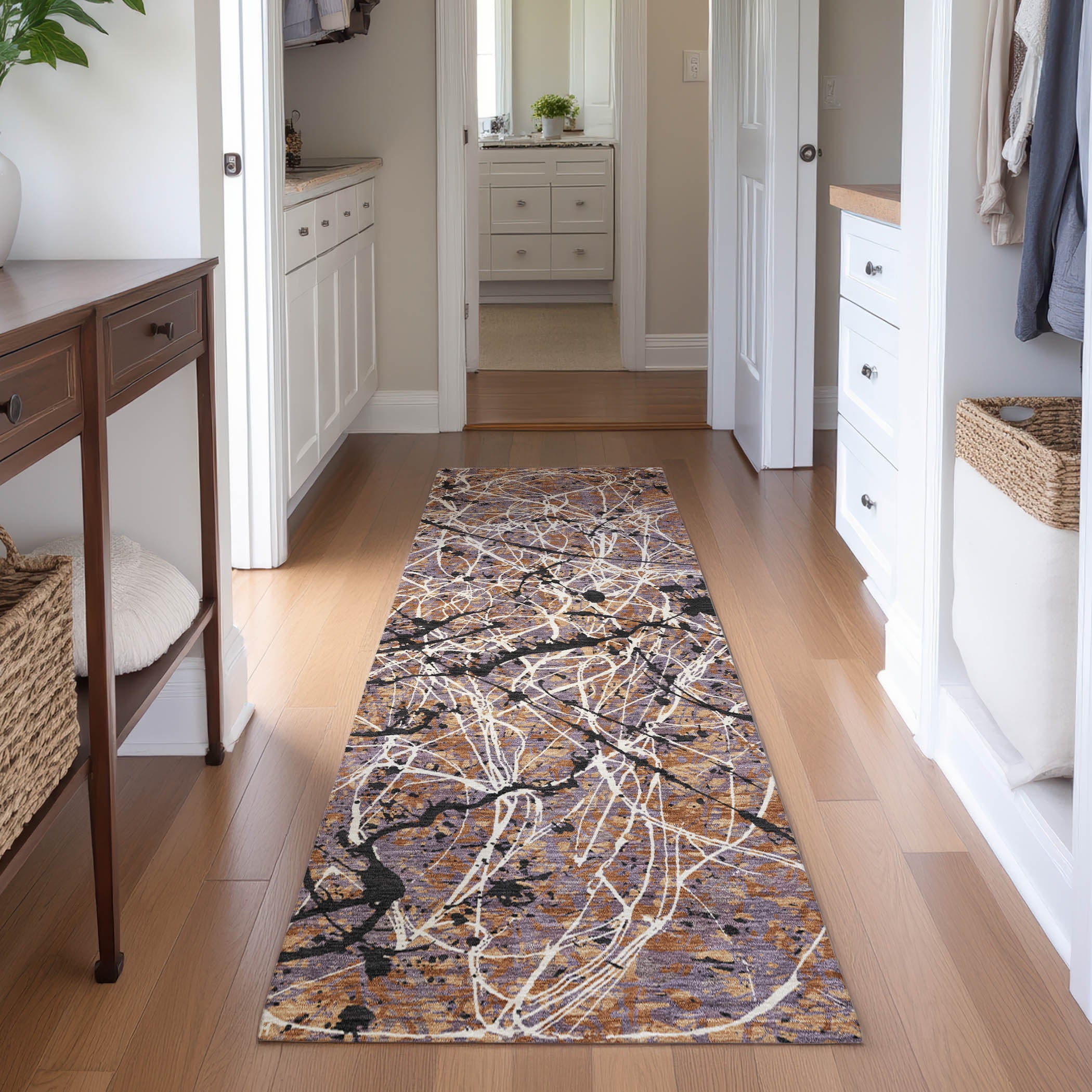 Cusco Machine Washable Traditional Paprika Orange Rug 2'3" x 7'6" #shape_Runner