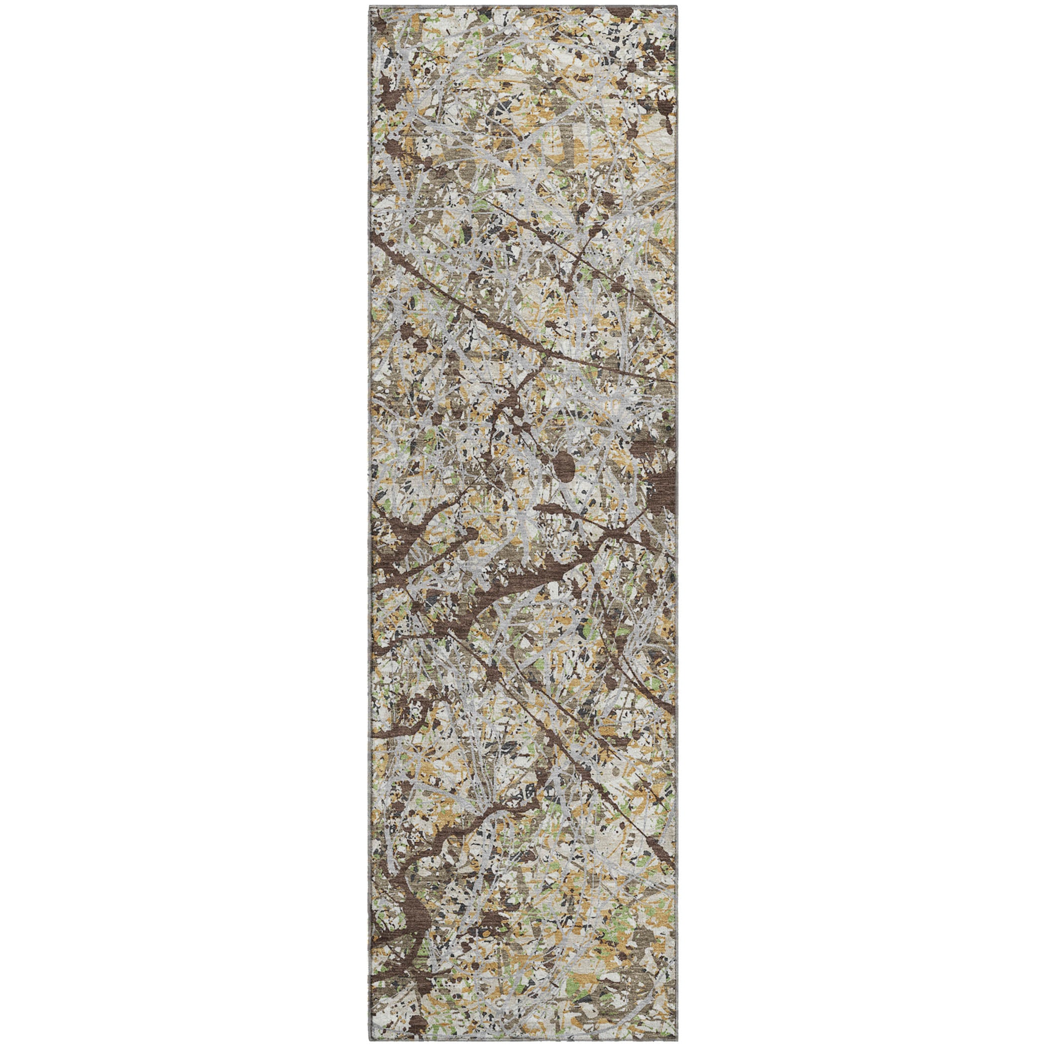 Cusco Machine Washable Traditional Taupe Brown Rug 2'3" x 7'6" #shape_Runner