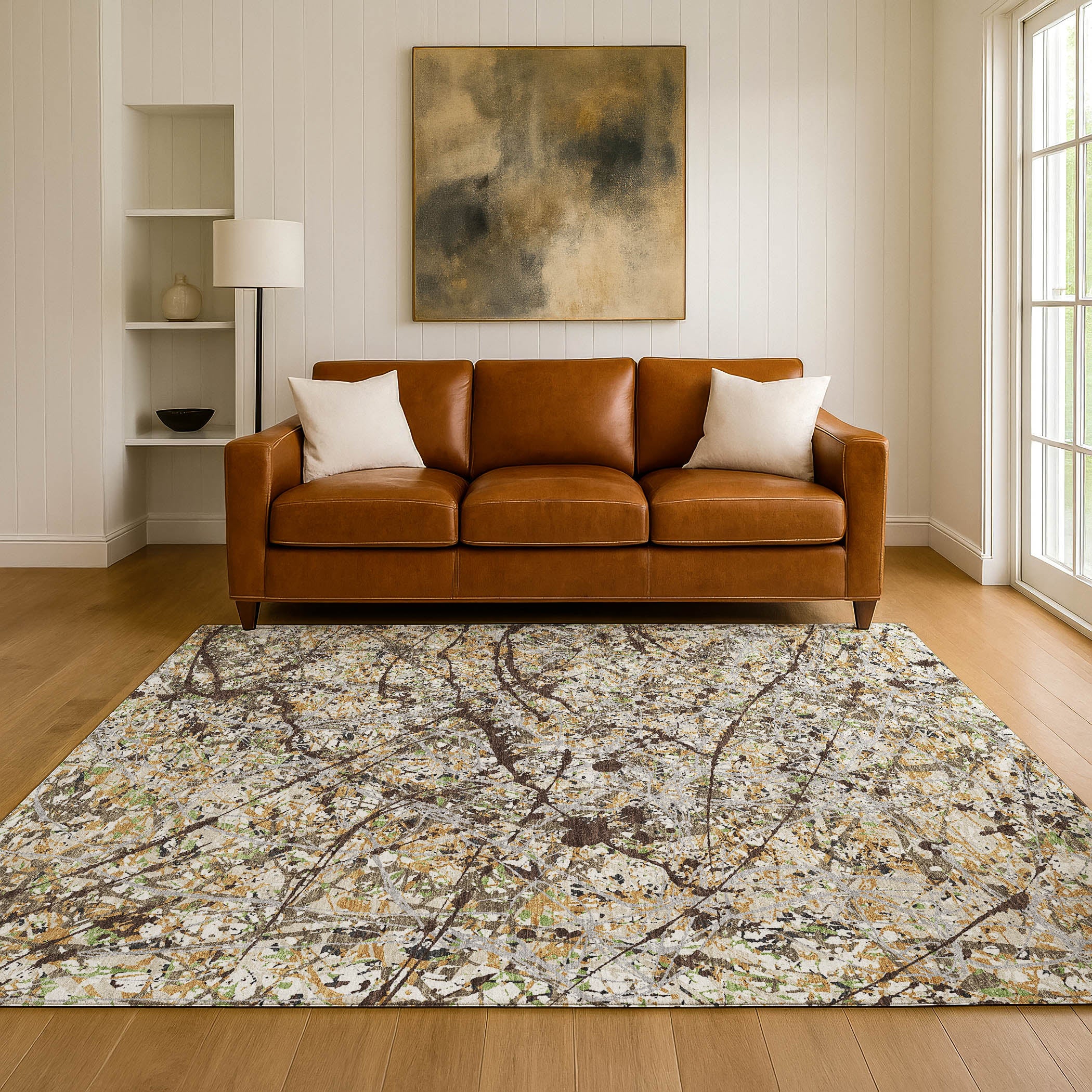 Cusco Machine Washable Traditional Taupe Brown Rug 3' x 5' #shape_Rectangle