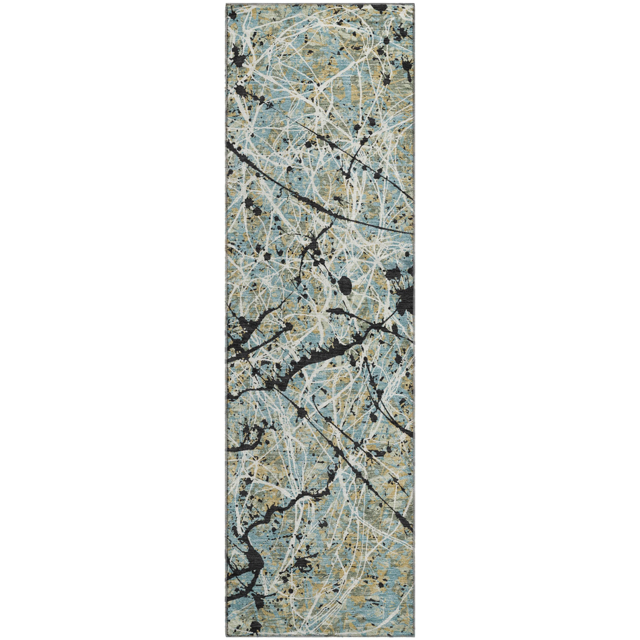 Cusco Machine Washable Traditional Teal Rug 2'3" x 7'6" #shape_Runner