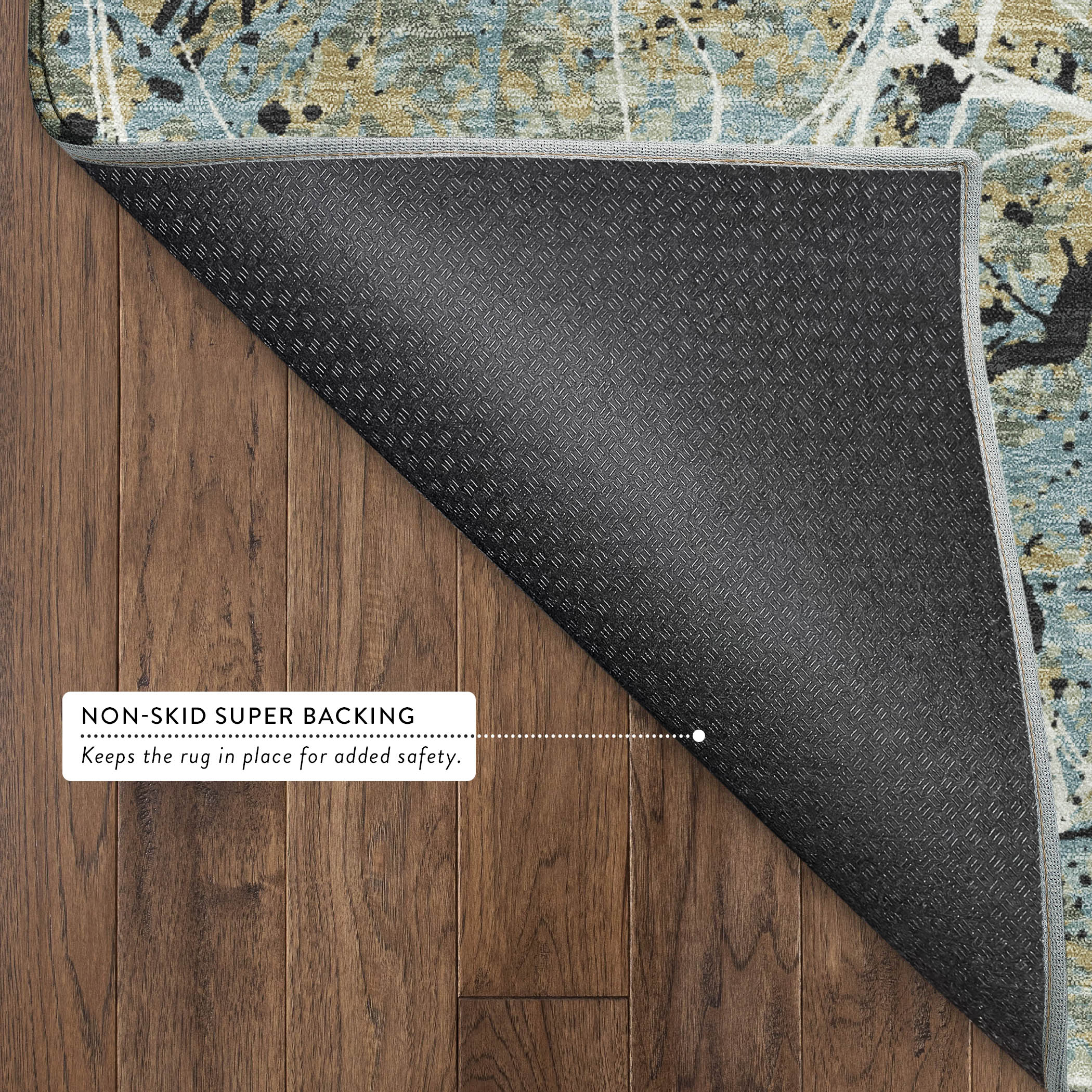Cusco Machine Washable Traditional Teal Rug 1'8" x 2'6" #shape_Rectangle
