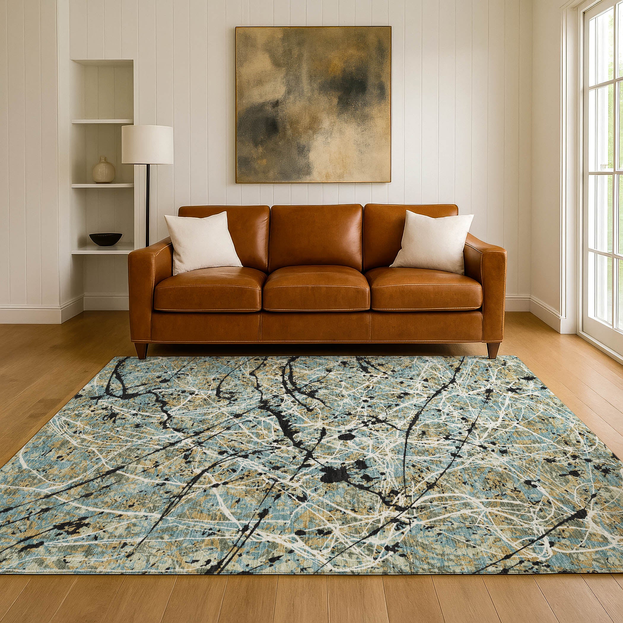 Cusco Machine Washable Traditional Teal Rug 3' x 5' #shape_Rectangle